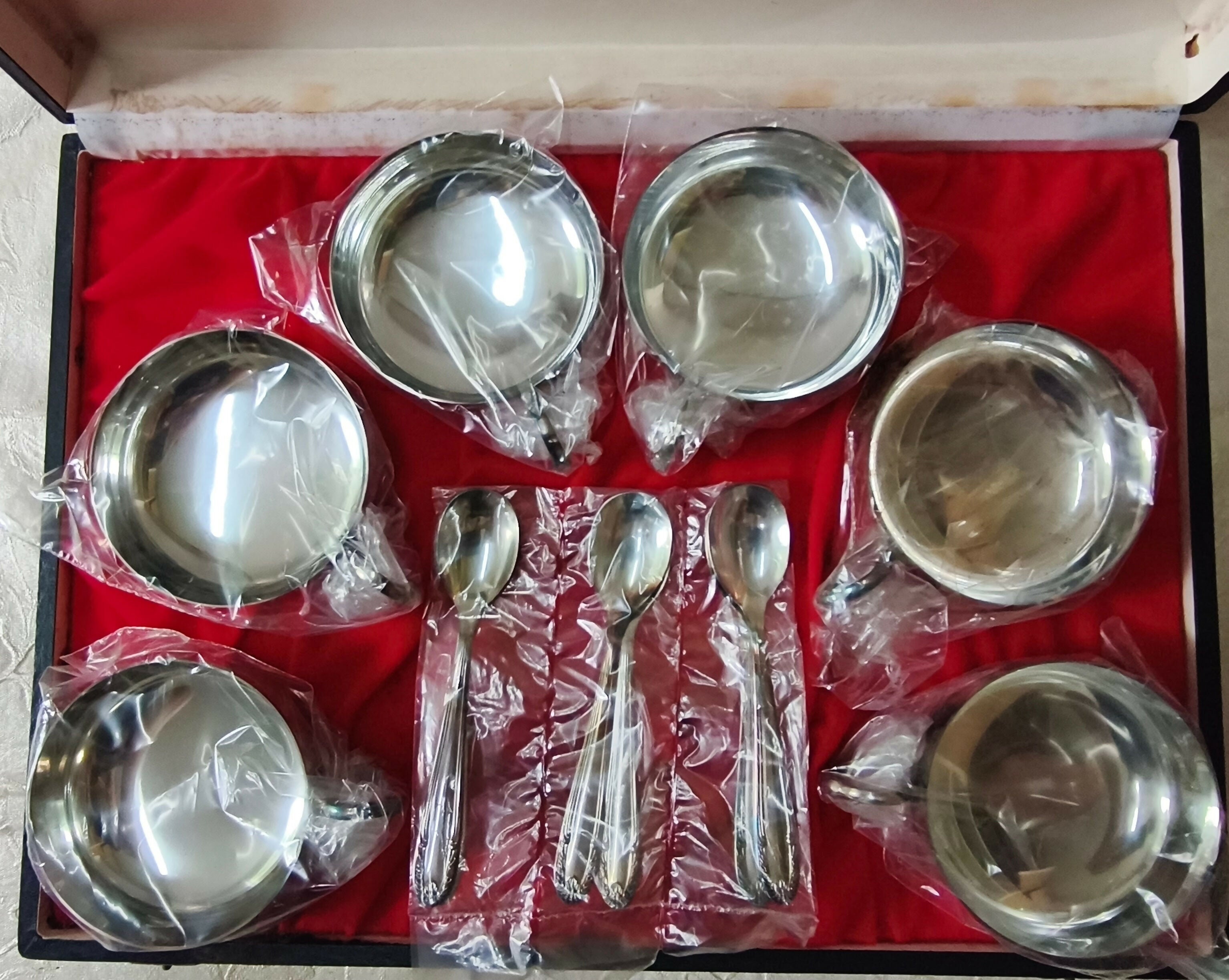 Jogo de sobremesa em prata Bellini (12 peças, com caixa original)