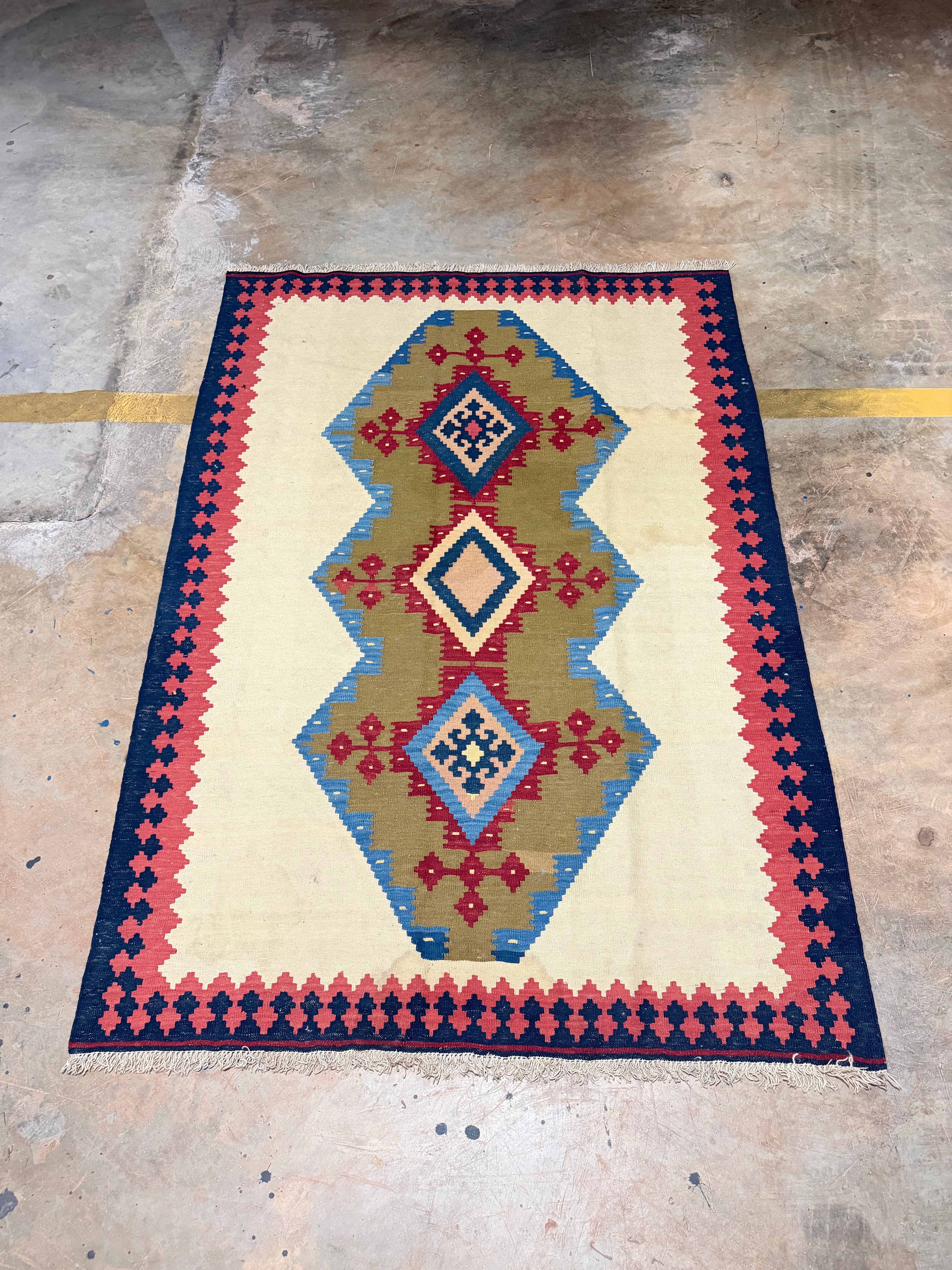 legítimo tapete kilim 2,10m x 1,47 lã e algodão