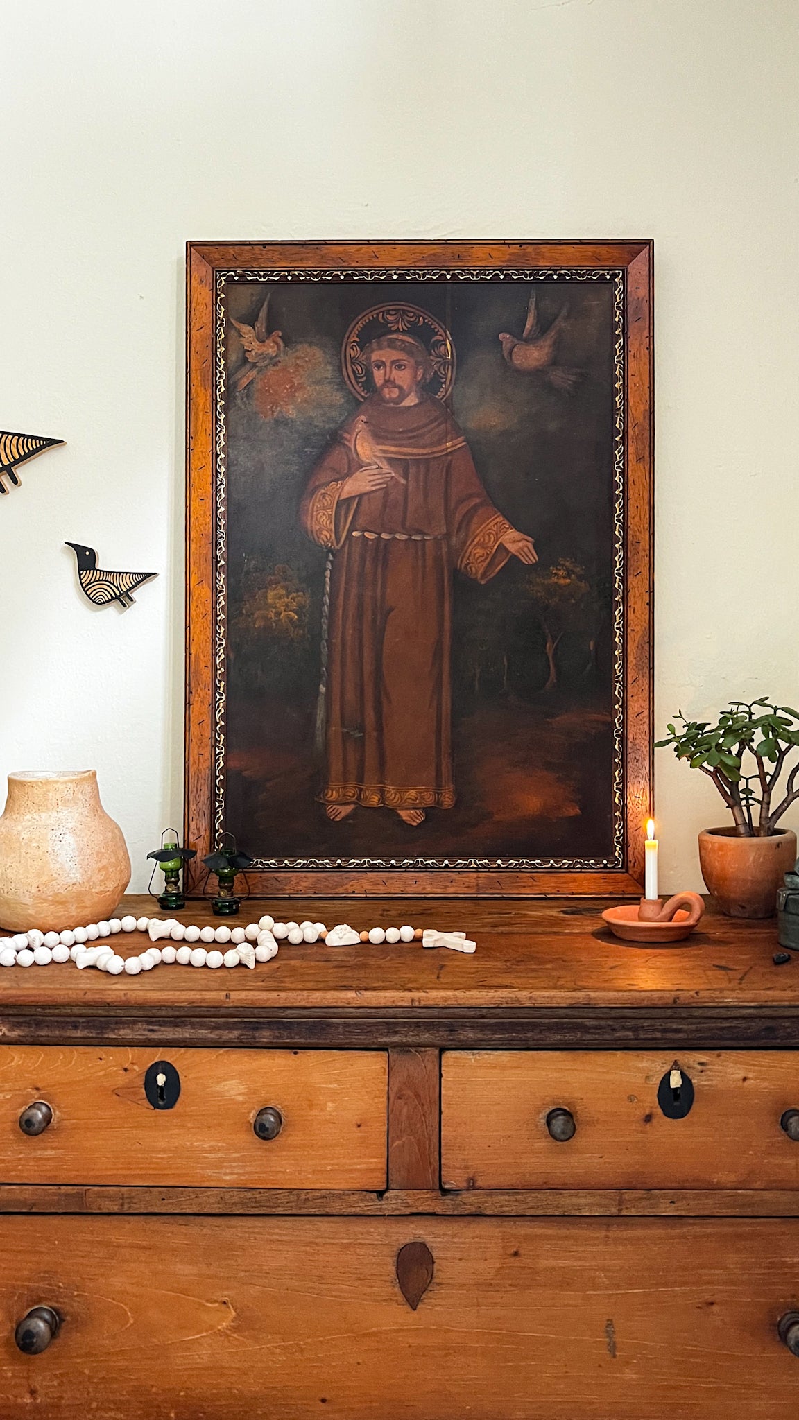 Quadro Pintura Antiga – São Francisco de Assis (Óleo sobre Tecido)