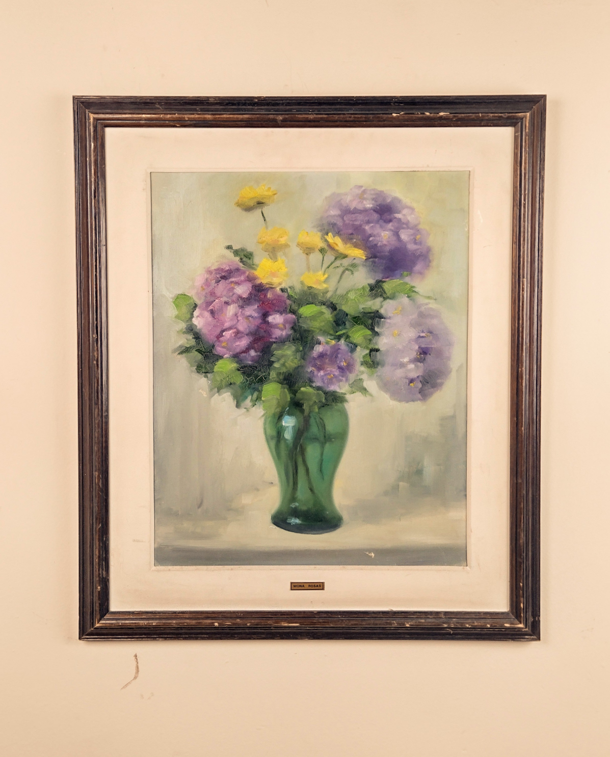 Quadro pintado à mão &quot;Vaso com flores&quot; (68cm X 58cm)