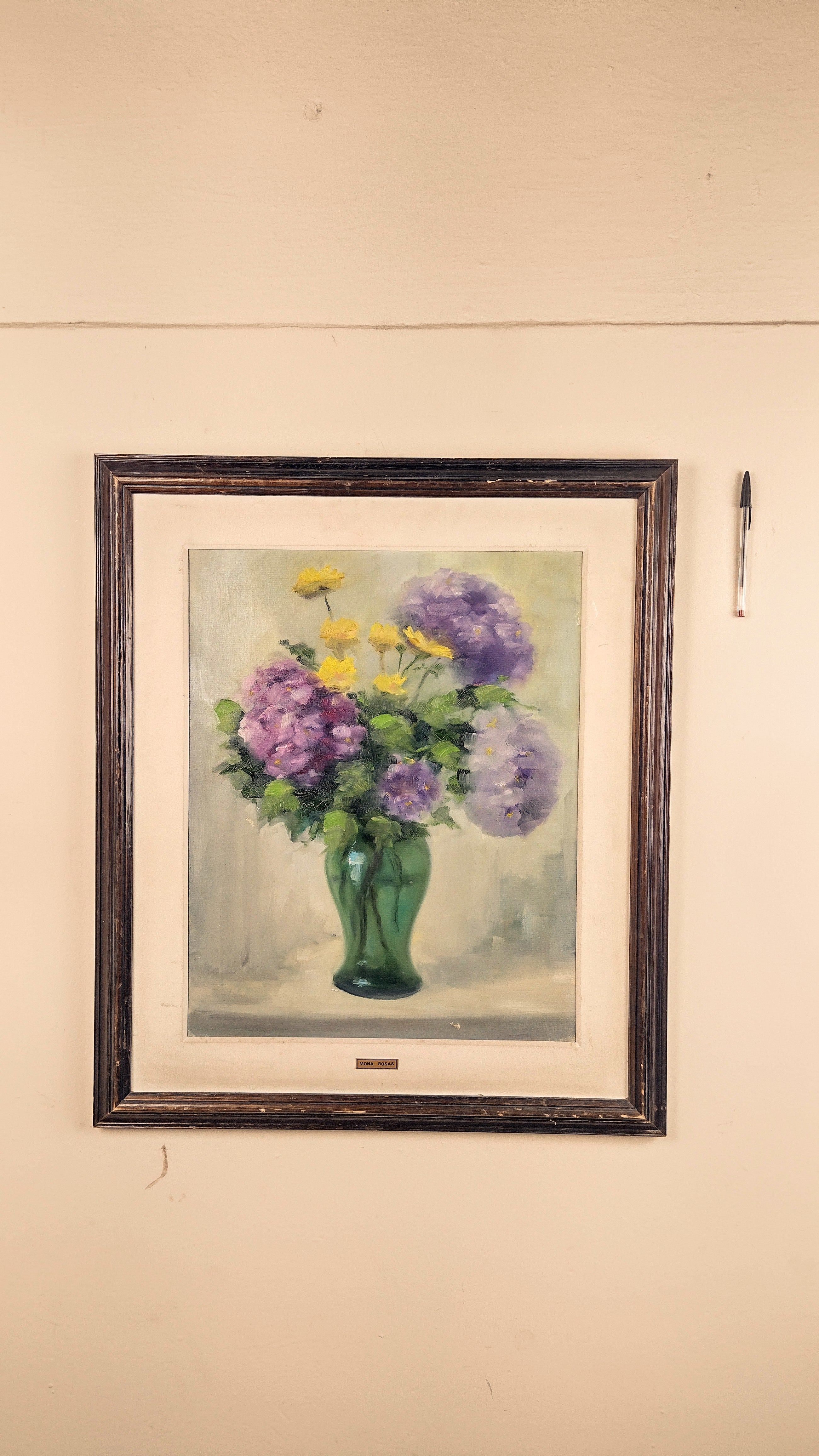 Quadro pintado à mão &quot;Vaso com flores&quot; (68cm X 58cm)