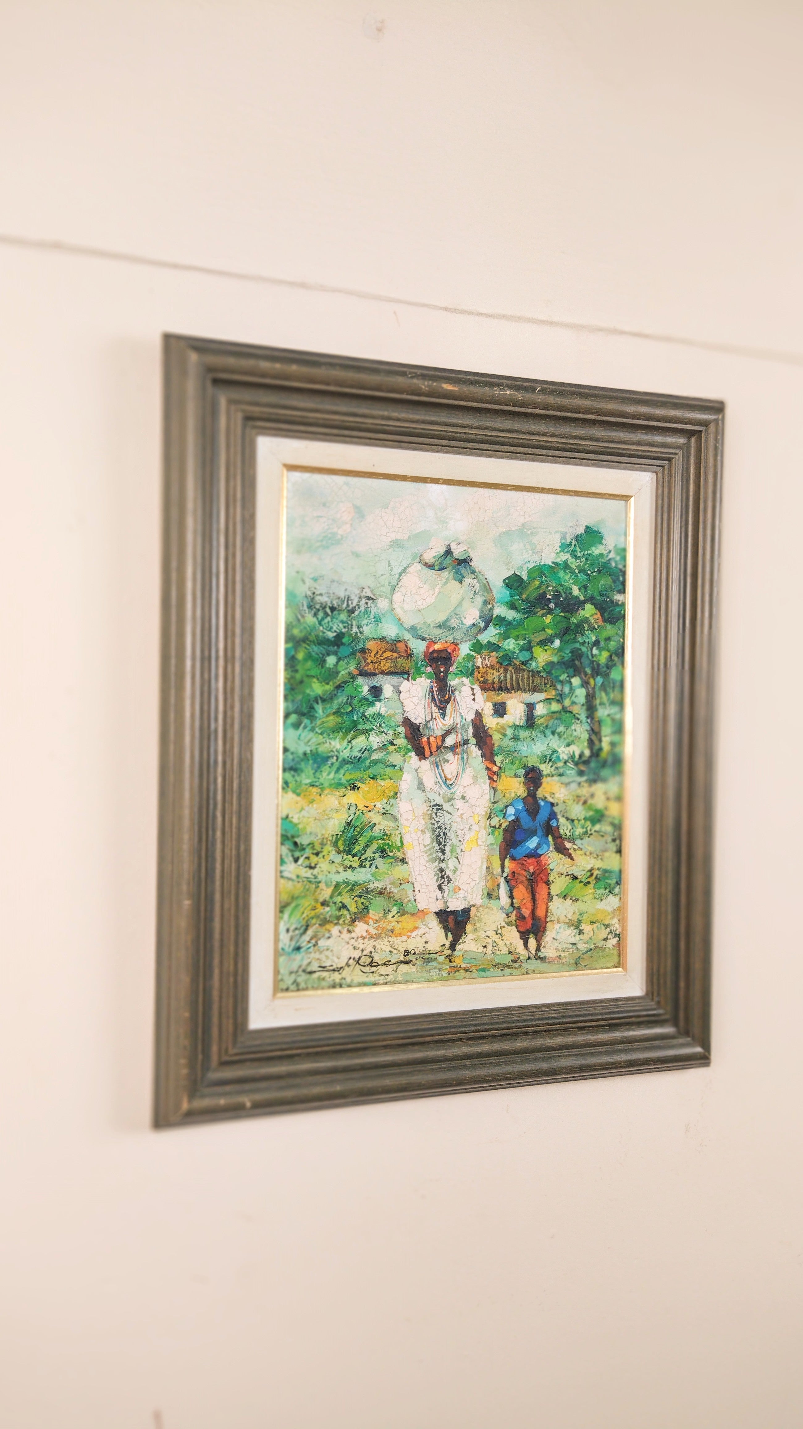 Quadro pintado à Mão “Mãe e Filho - 1980” (57cm X 47cm)
