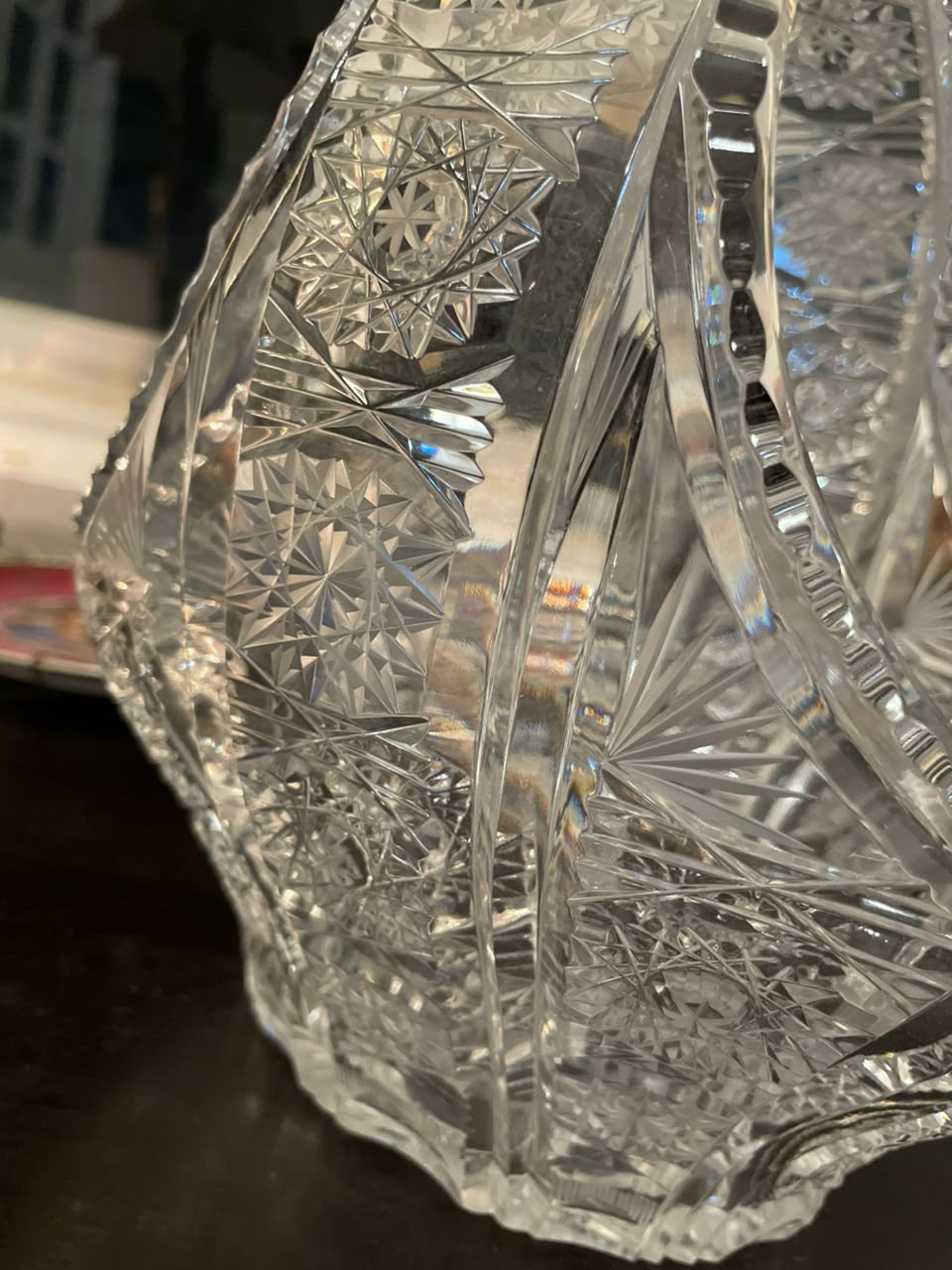 Grande cesta em cristal lapidado