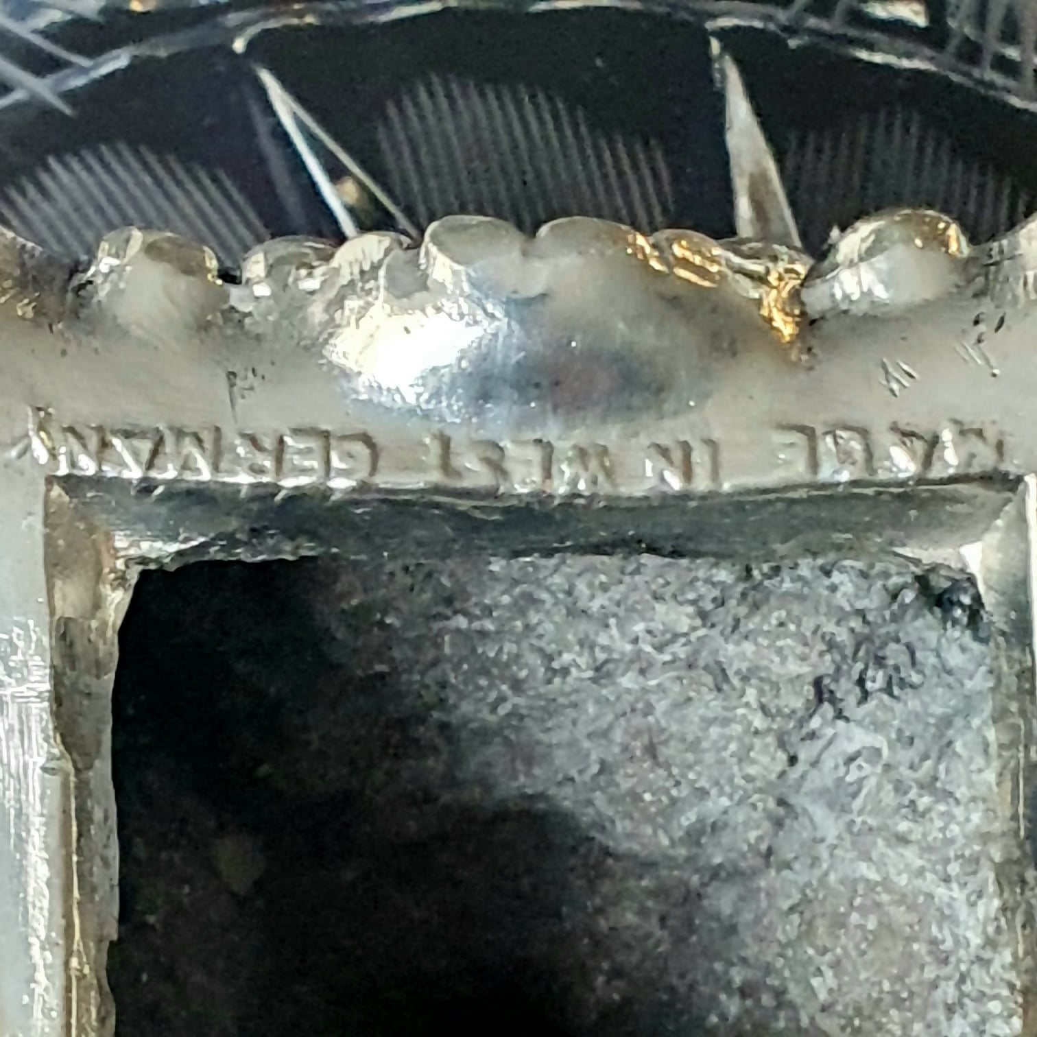 Centro de mesa em cristal alemão com pé alto espessurado à prata