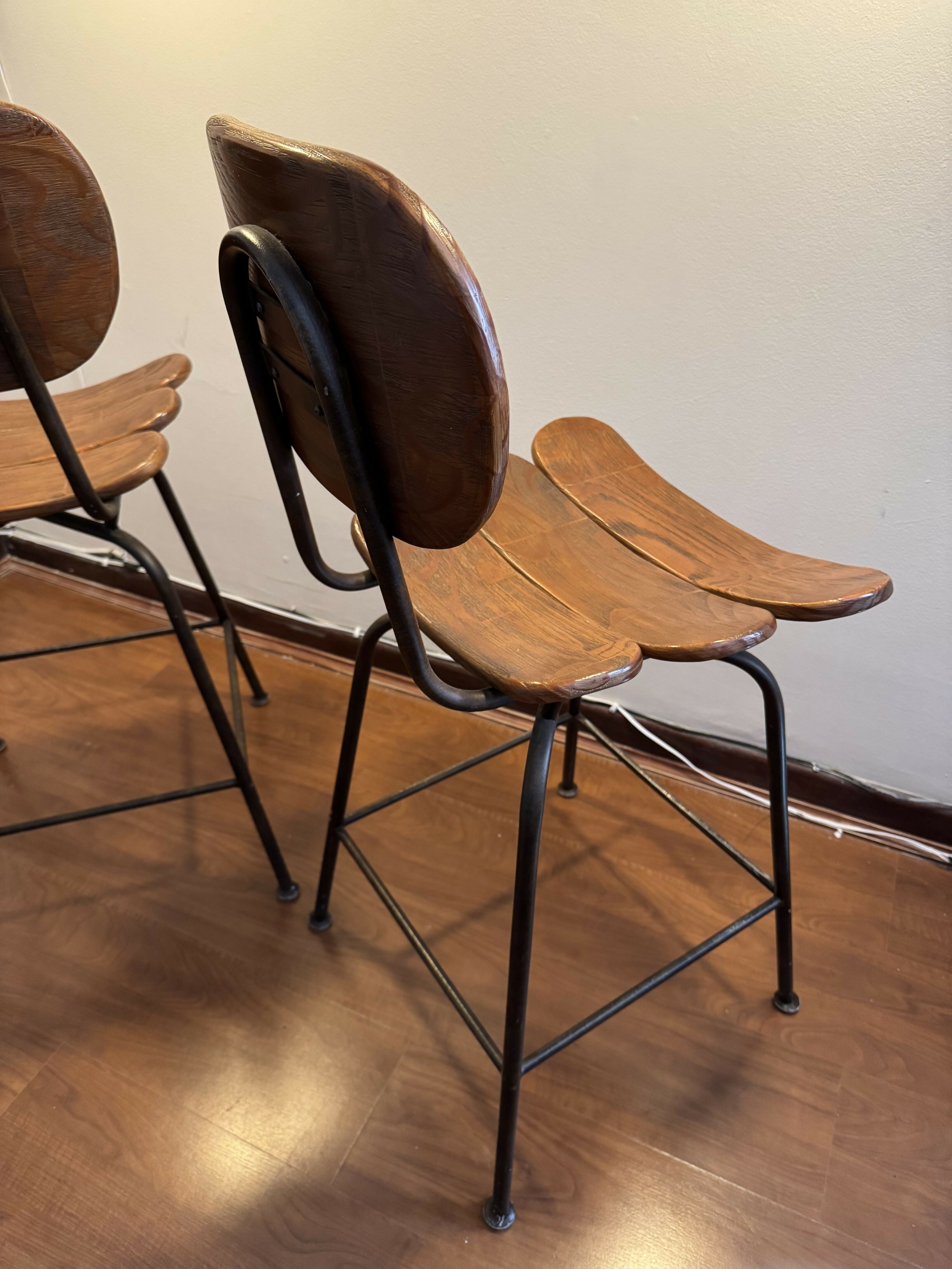 Banquetas Bistrô, Cadeira Alta para Ilha de Cozinha - em Madeira Maciça e Ferro