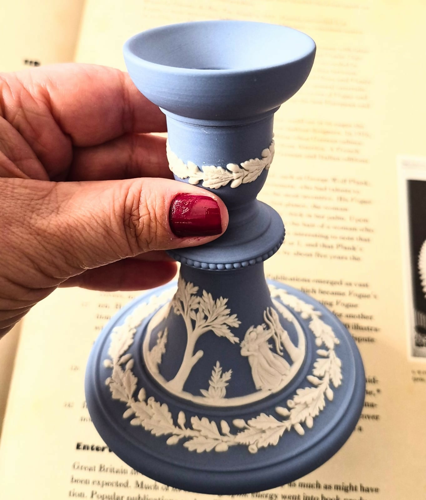 Castiçal em jasperware inglês Wedgwood, lindíssimo e impecável!