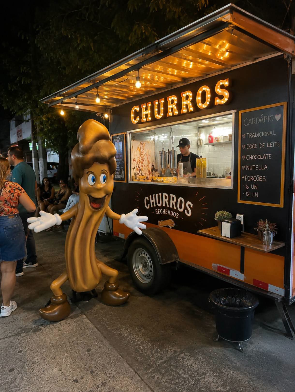 Boneco Churros Gigante em fibra de vidro 