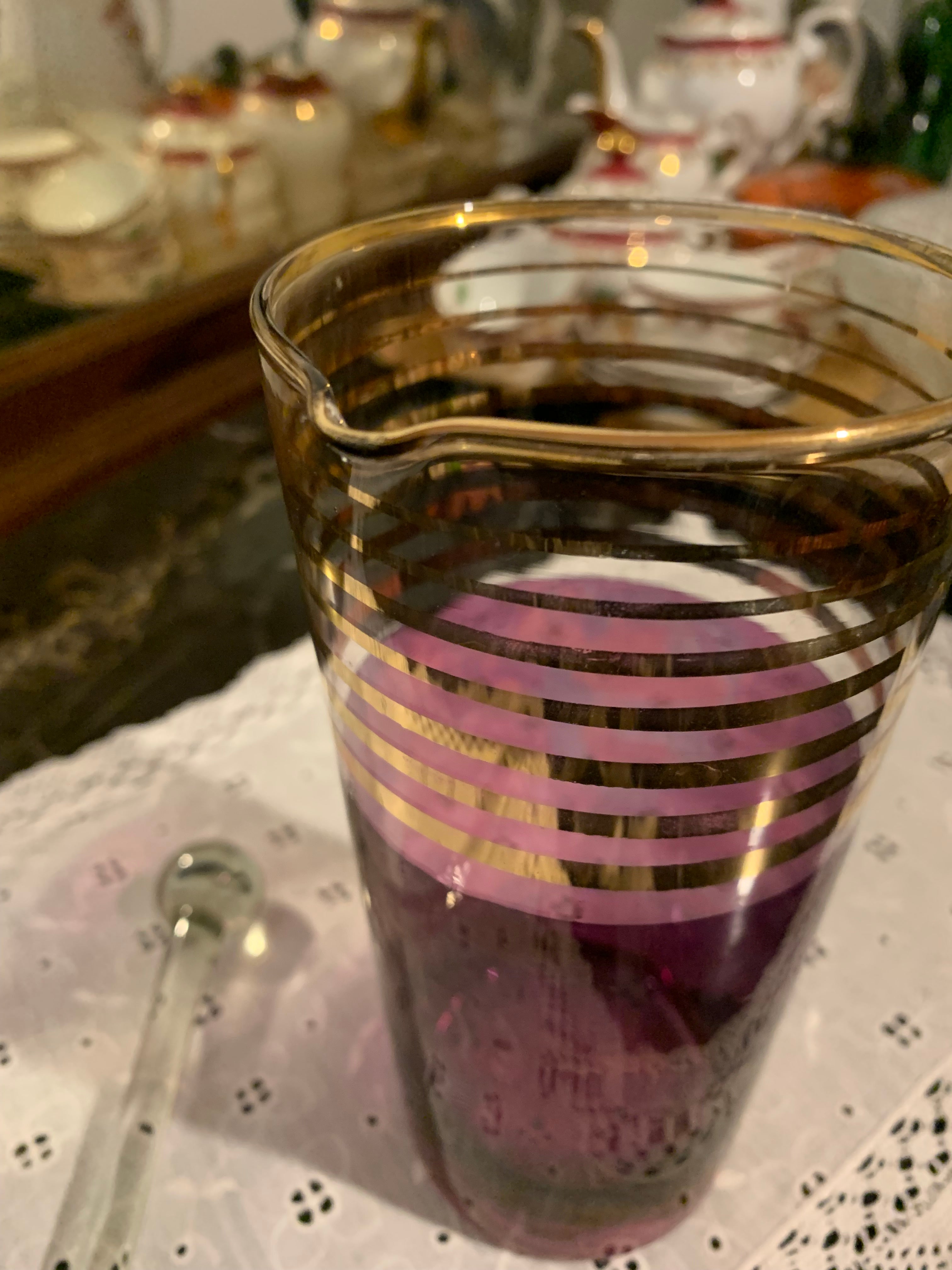 Copo anos 50/60, em vidro, misturador de bebidas