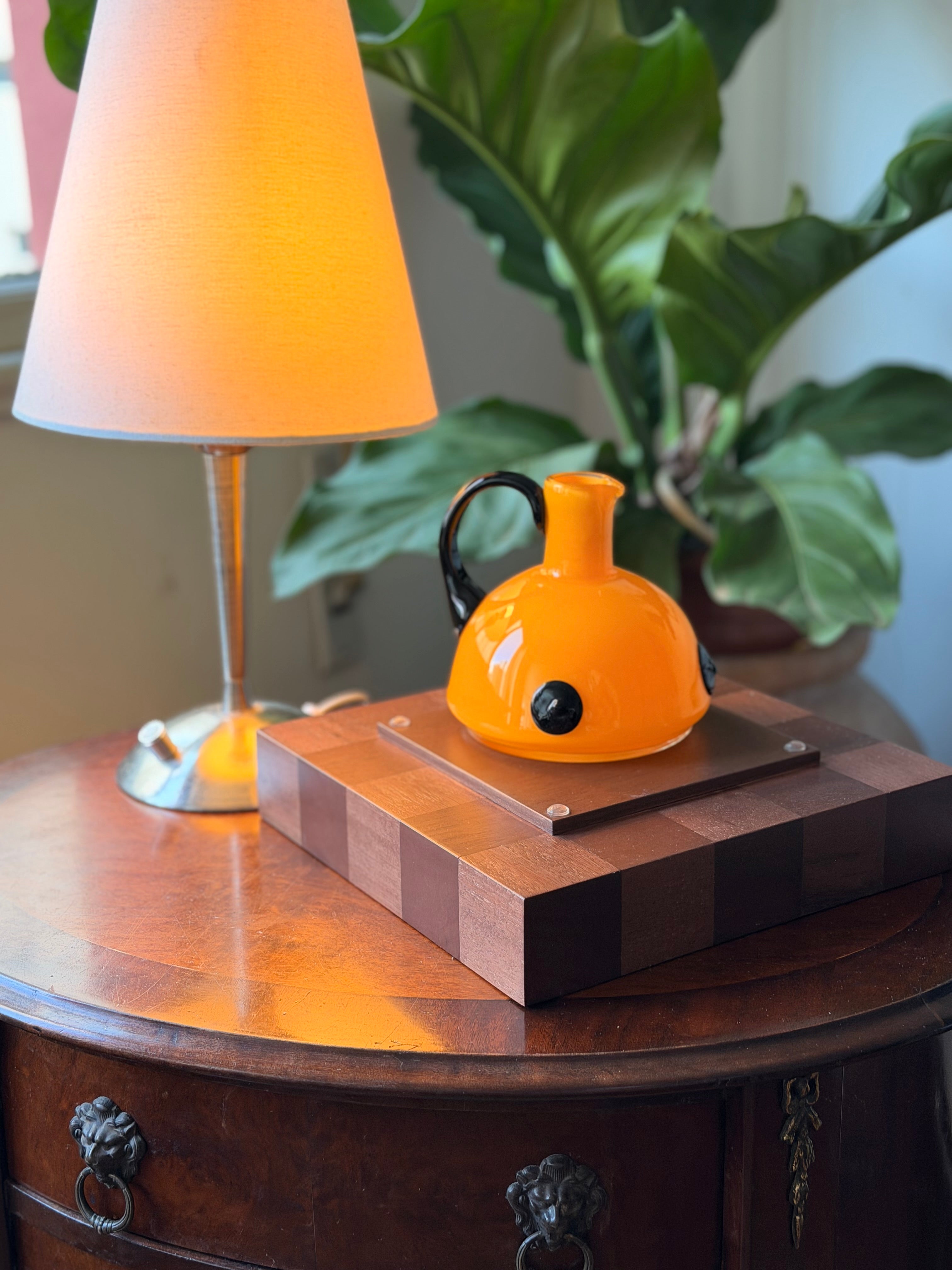 Licoreira e 5 copinhos em vidro amarelo e preto - Tango Glass
