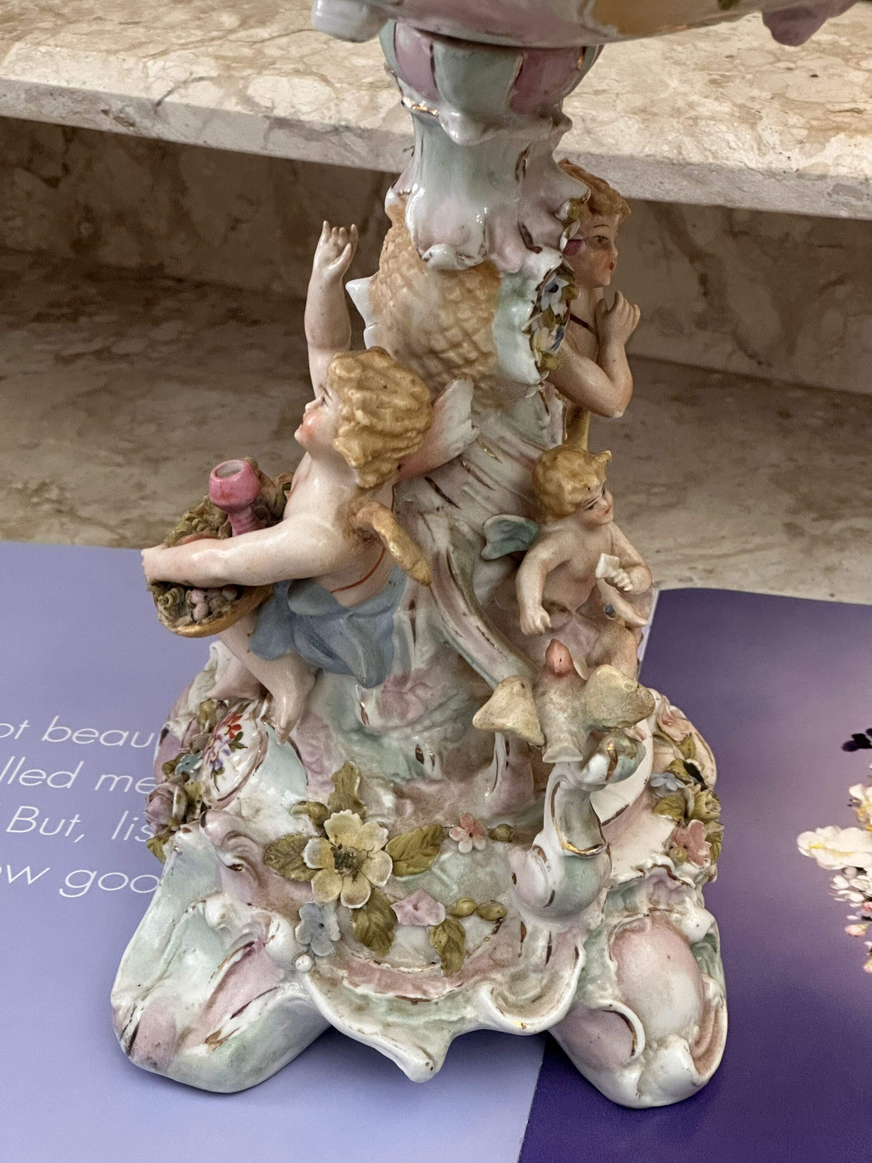 ANTIGO centro de mesa - porcelana Sitzendorf- estilo Dresden Peça central de mesa porcelana