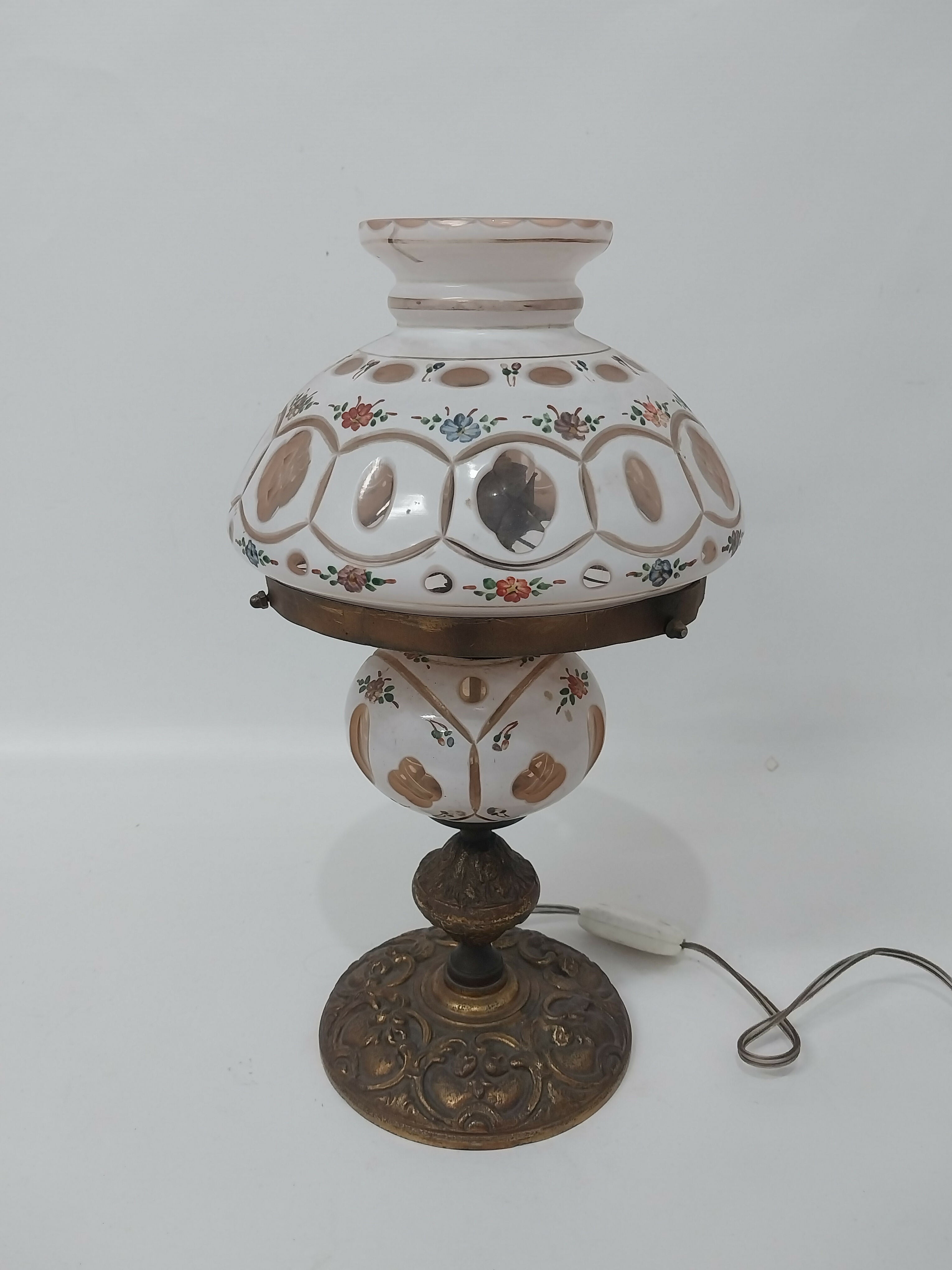 Abajur Antigo em Cristal Overlay