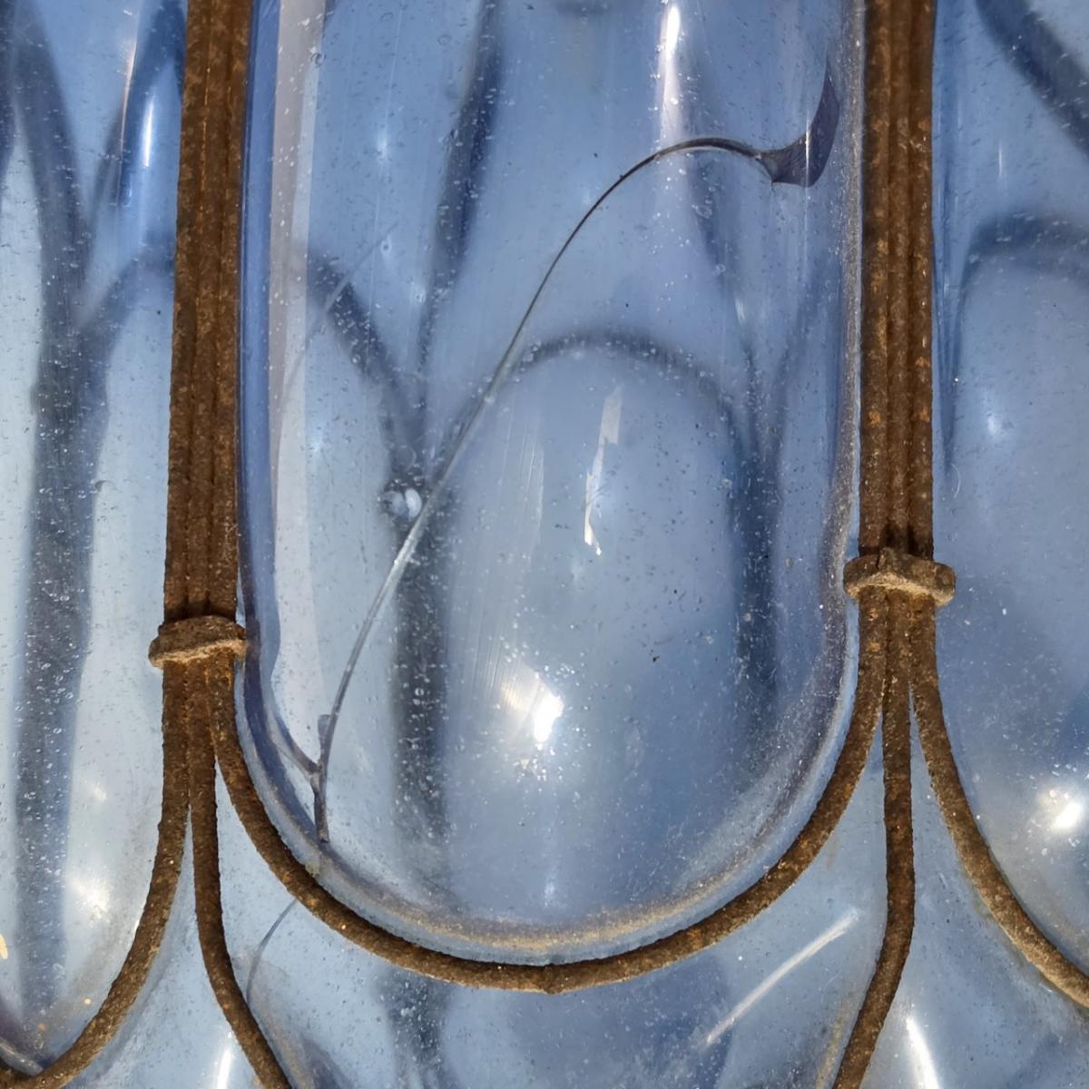 Grande Lustre Luminária Pendente Bombê Vidro Soprado Azul