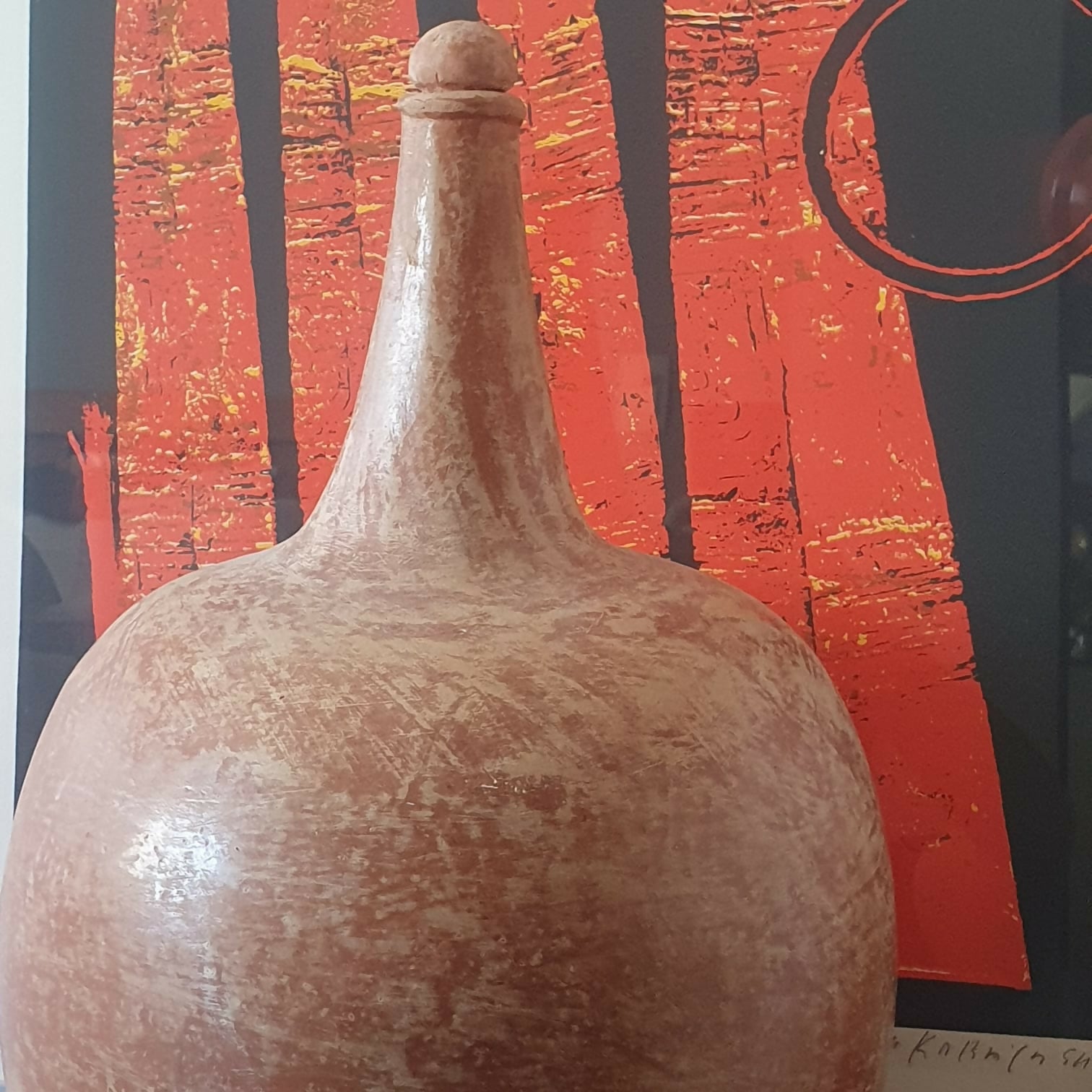 Grande moringa decorativa em cerâmica rústica