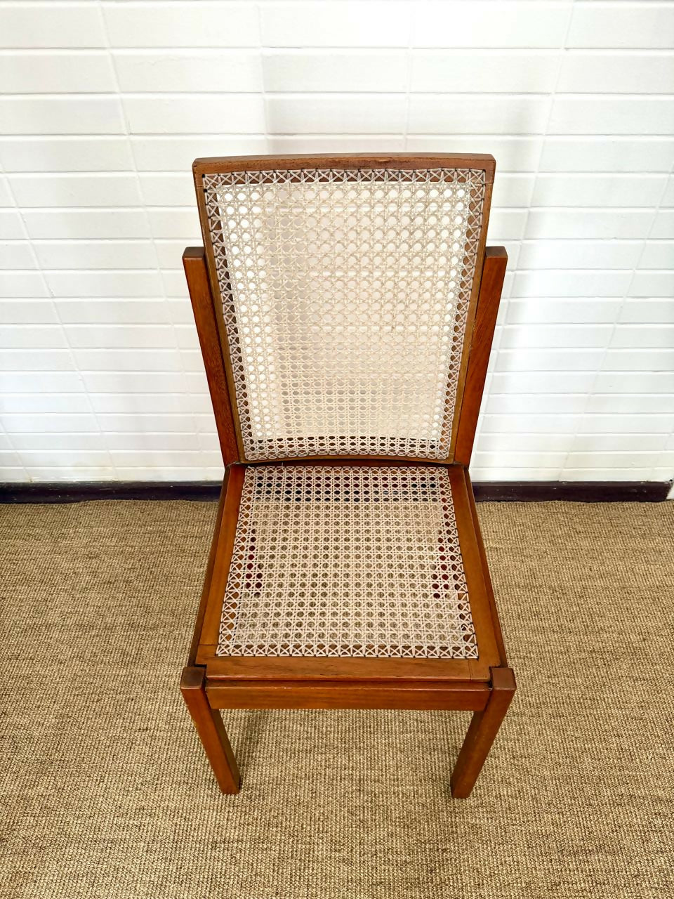 Trio cadeiras vintage Barzenski em palhinha