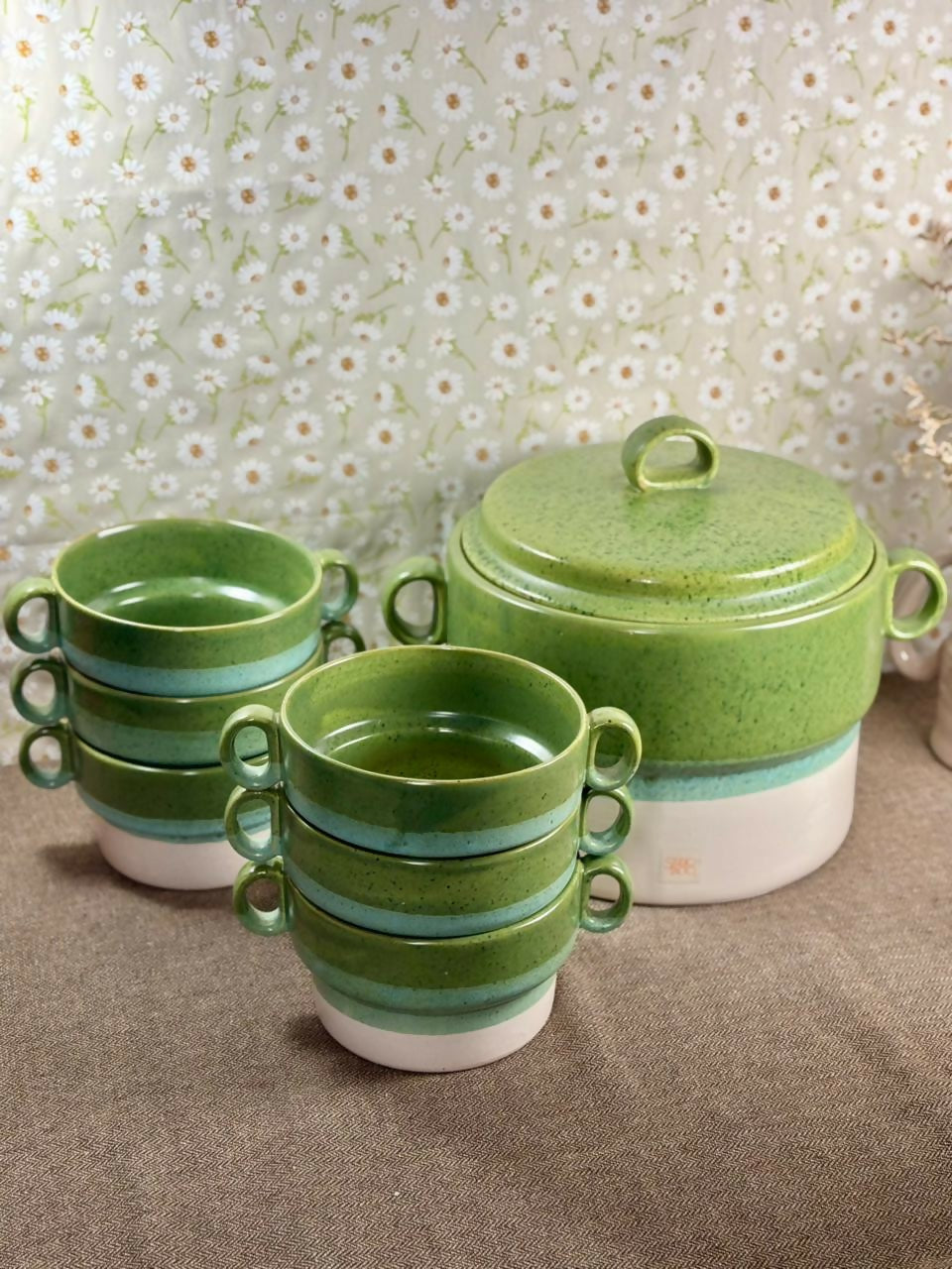 Conjunto sopeira Studio Tacto com 6 bowls | anos 80