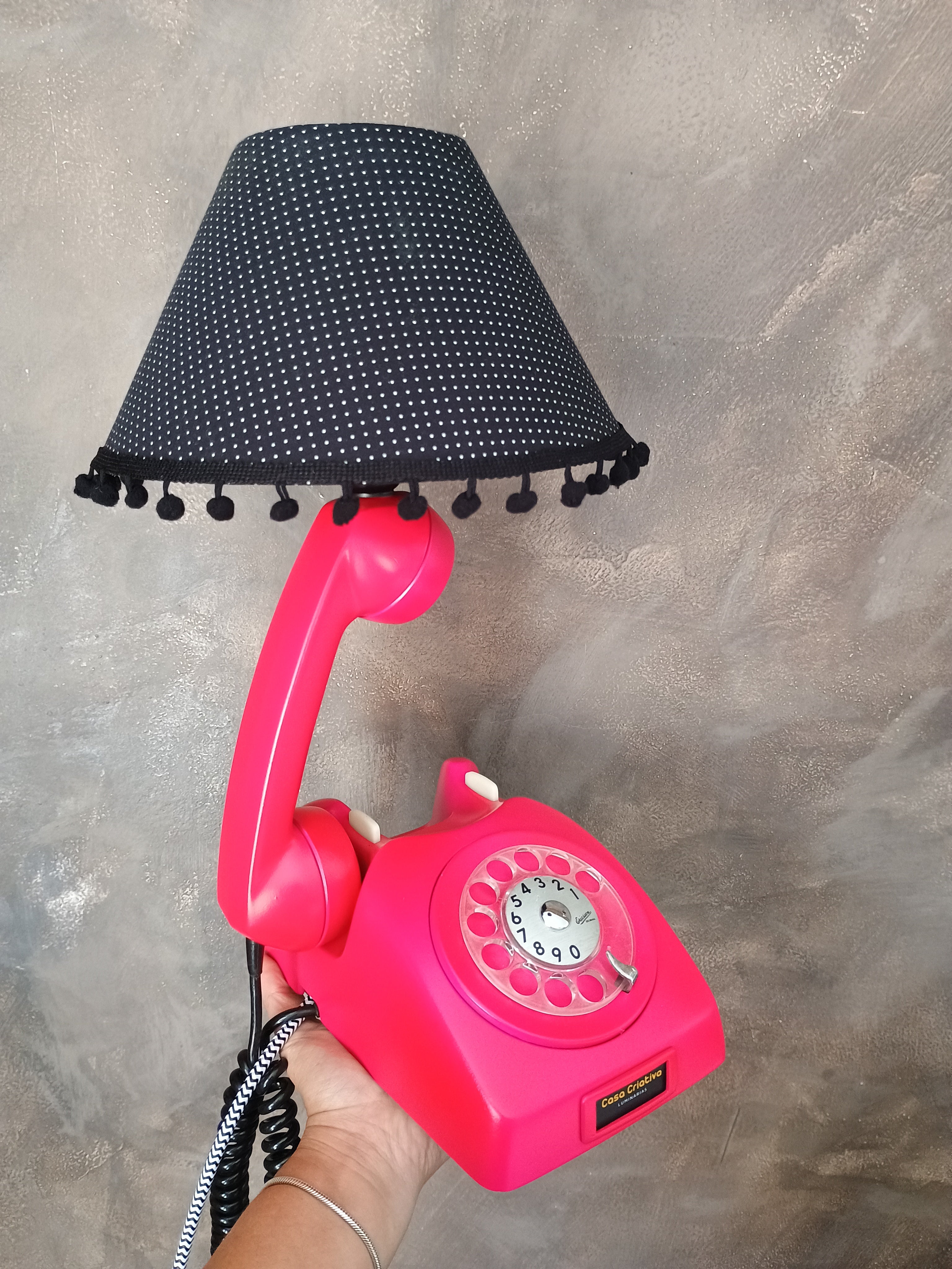 Luminária Telefone Rosa Neon