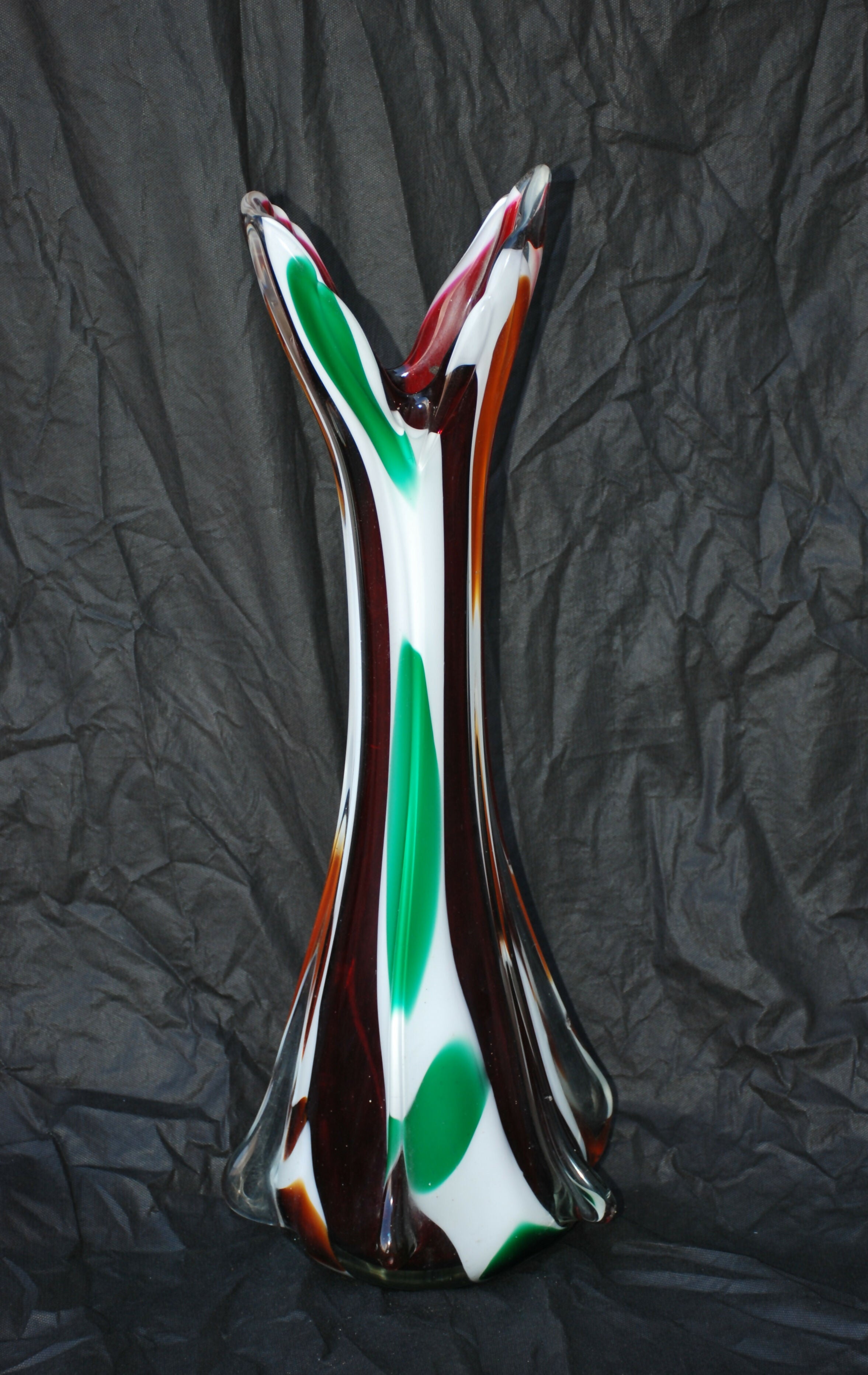 Vaso Vidro Murano Anos 50 Colorido 0,70 X 0,25 X 17