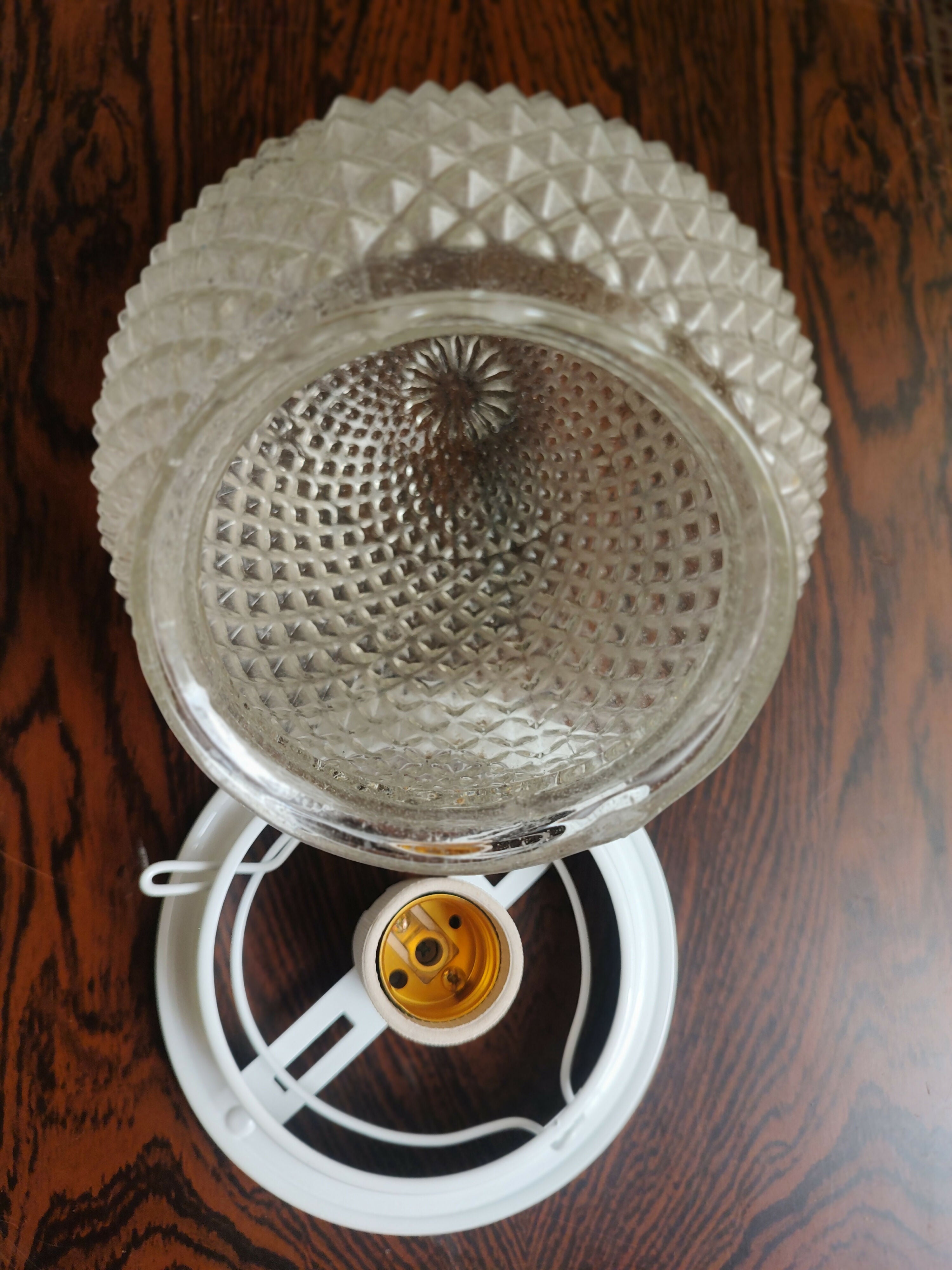 Antiga Cúpula / Lustre / Luminária Globo em vidro texturizado com bocal e plafon novos (modelos diversos)