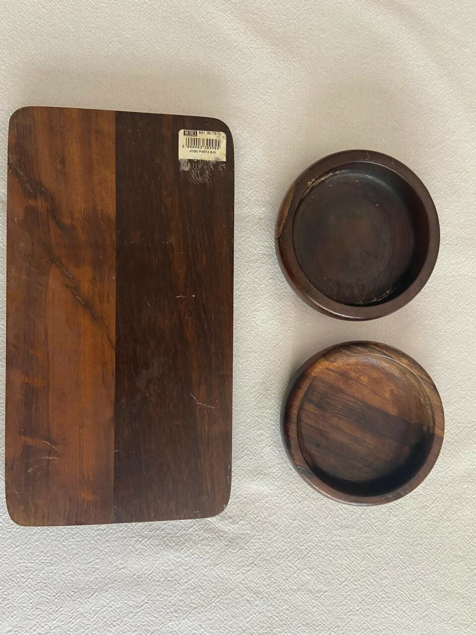 Conjunto de petisqueira com 2 bowls em madeira nobre (DMPS_045)