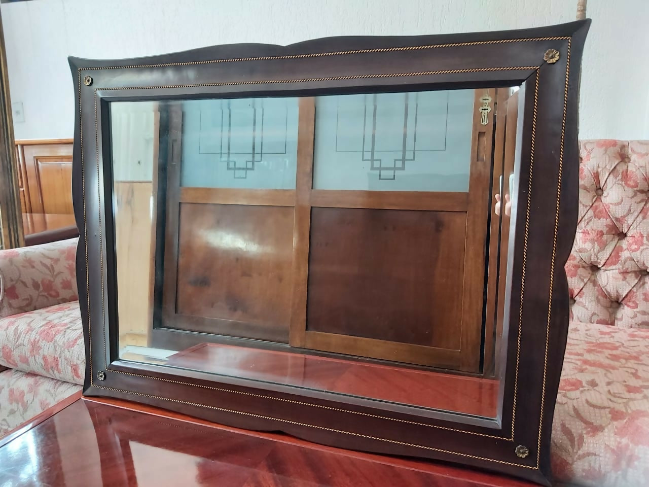 Espelho incrível da década de 40 da antiga Mobiliária Real (Glória - RJ). Lindo e raro.