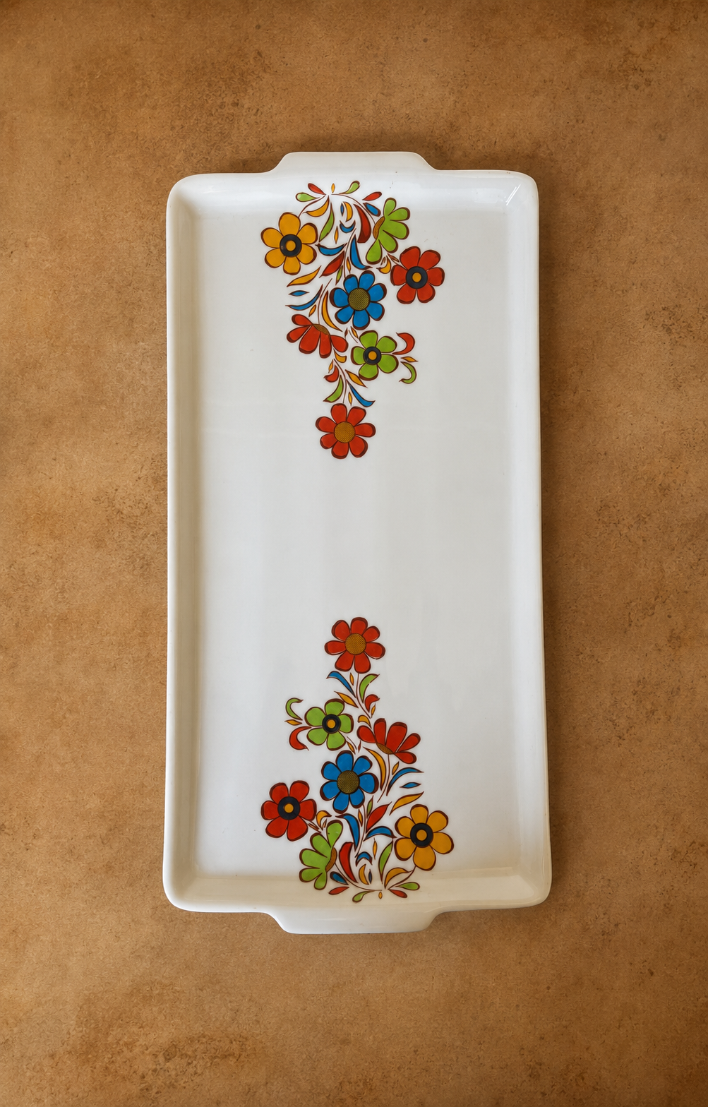 Bandeja Retangular Steatita Brasil. com flores coloridas (DMCPS_499)