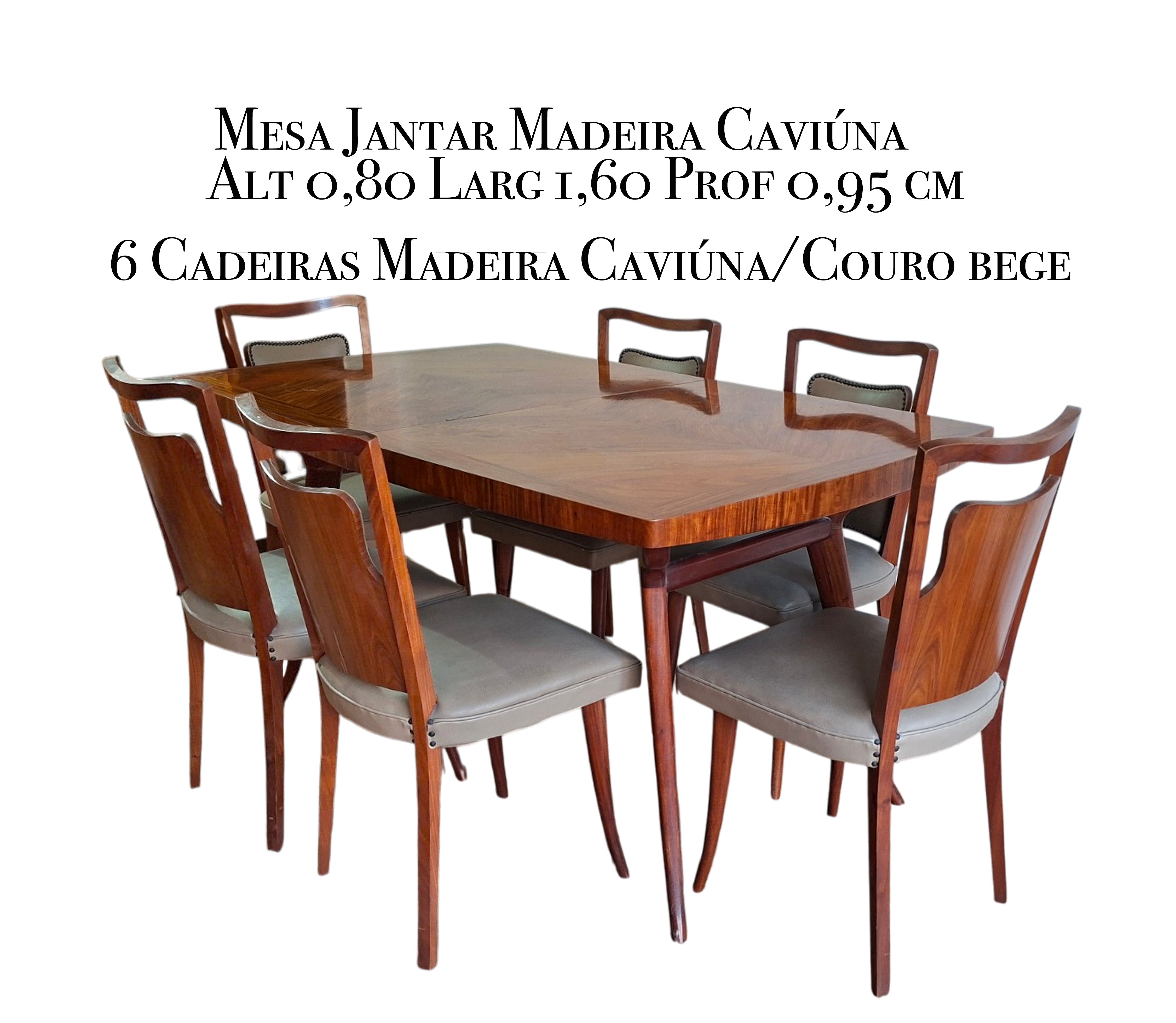 CONJUNTO DE MESA DE JANTAR COM 6 CADEIRAS – MADEIRA NOBRE CAVIÚNA