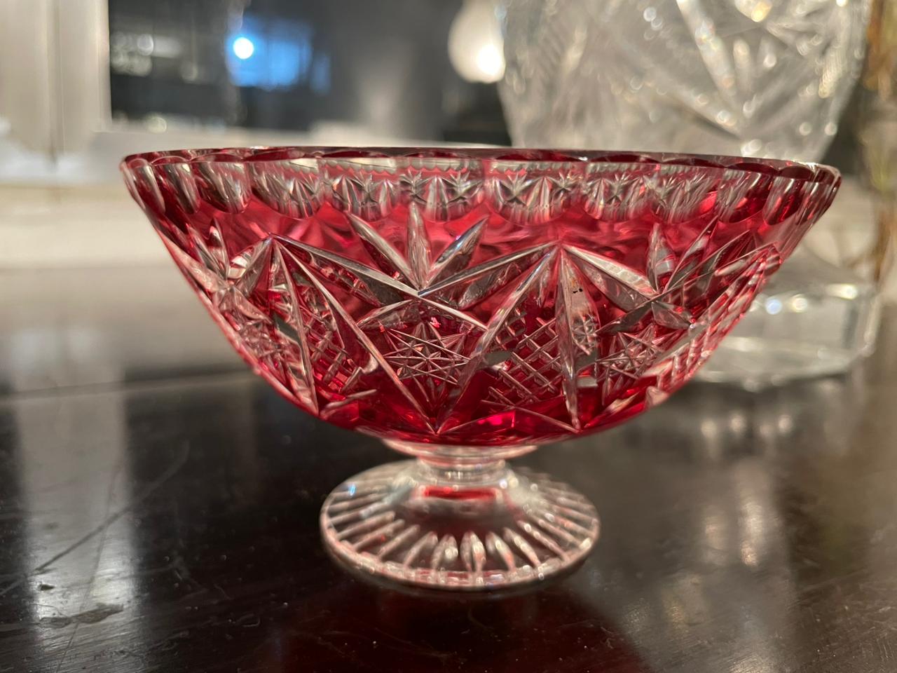 Bomboniere em cristal double rubi francês