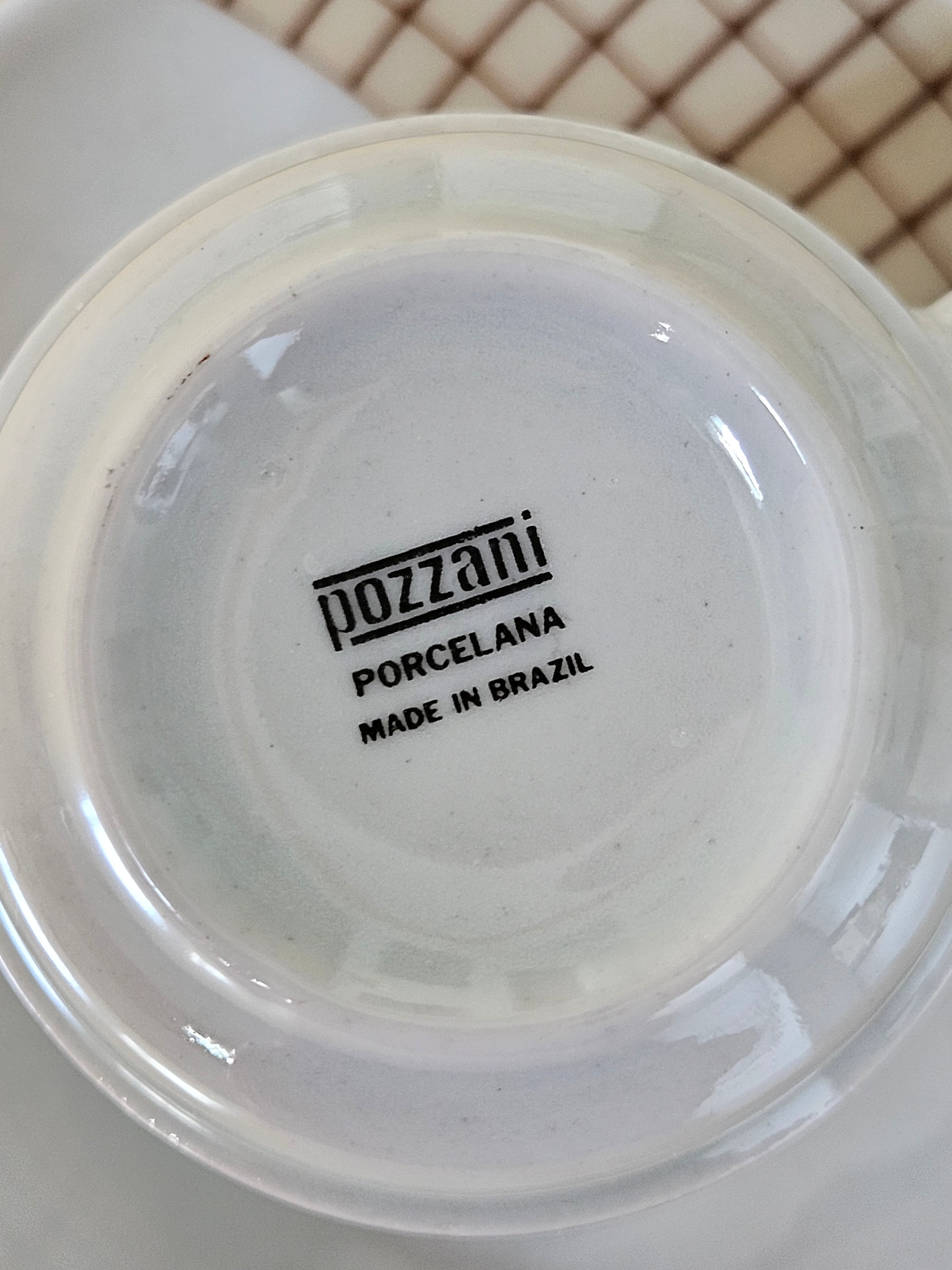 Xícara de Café Porcelana Pozzani Anos 70 Xadrez -  Jogo com 4 xícaras completas