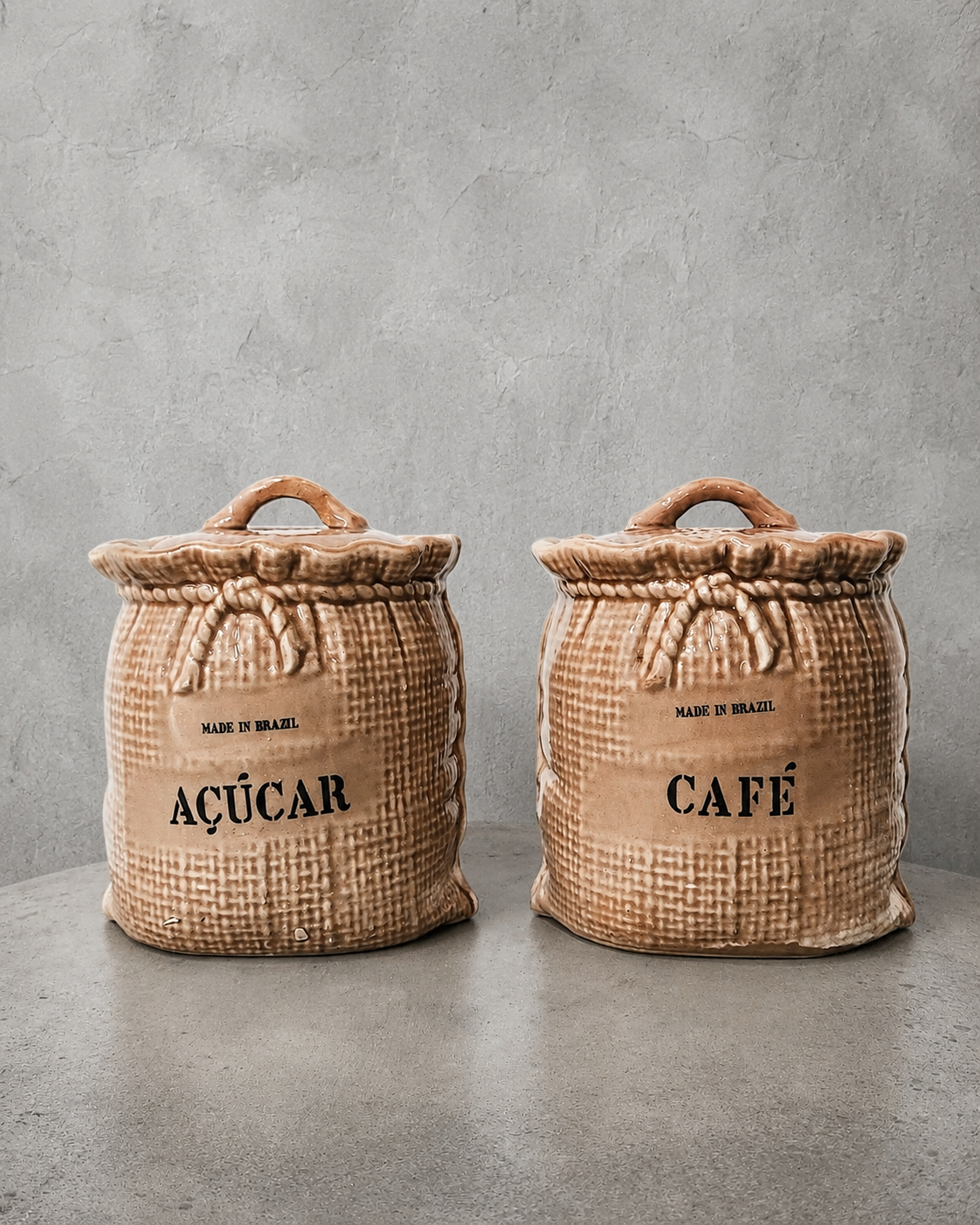 Par de potes em cerâmica (Açúcar e Café) 