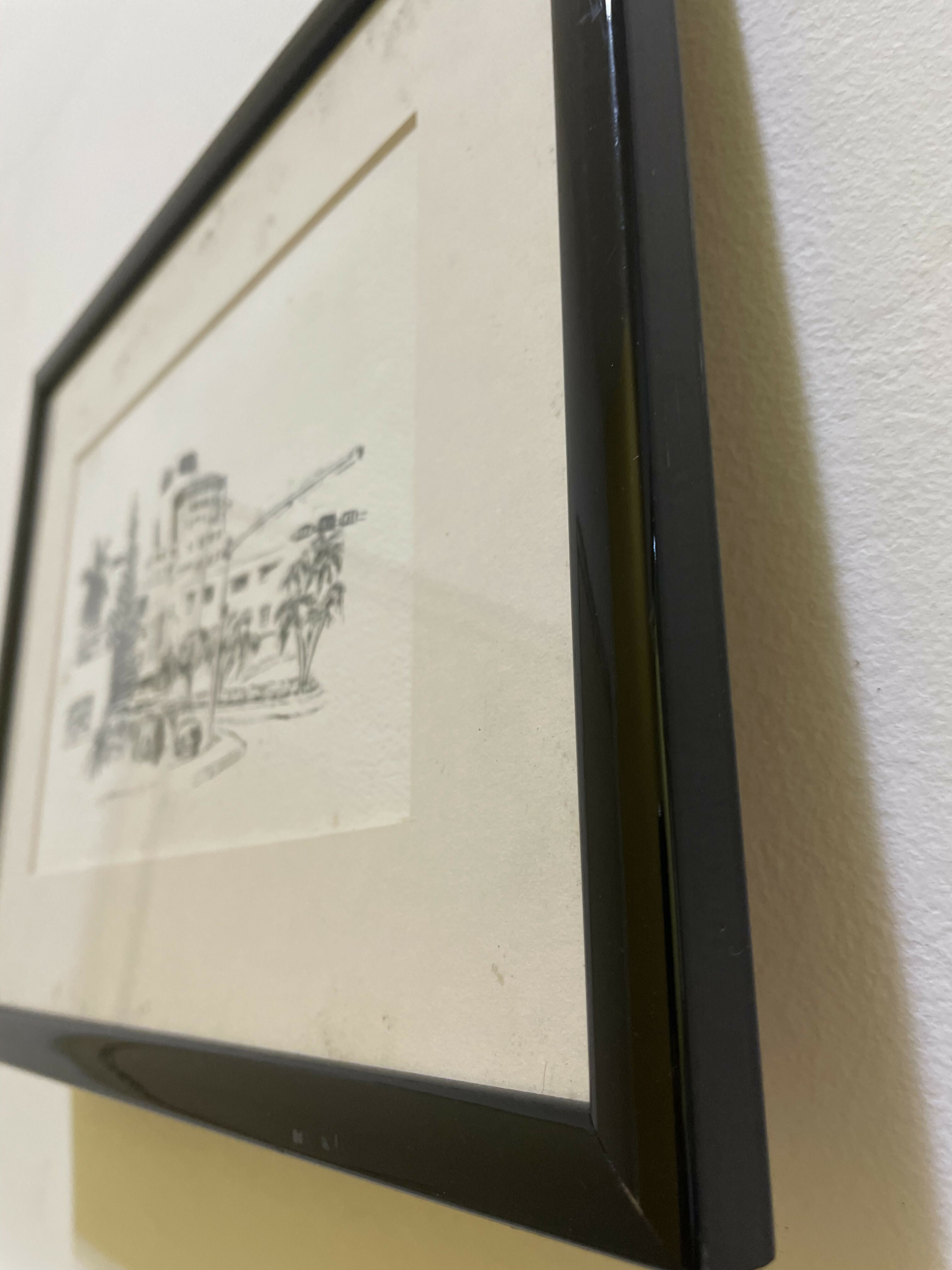 Quadro com Gravura urbana emoldurada