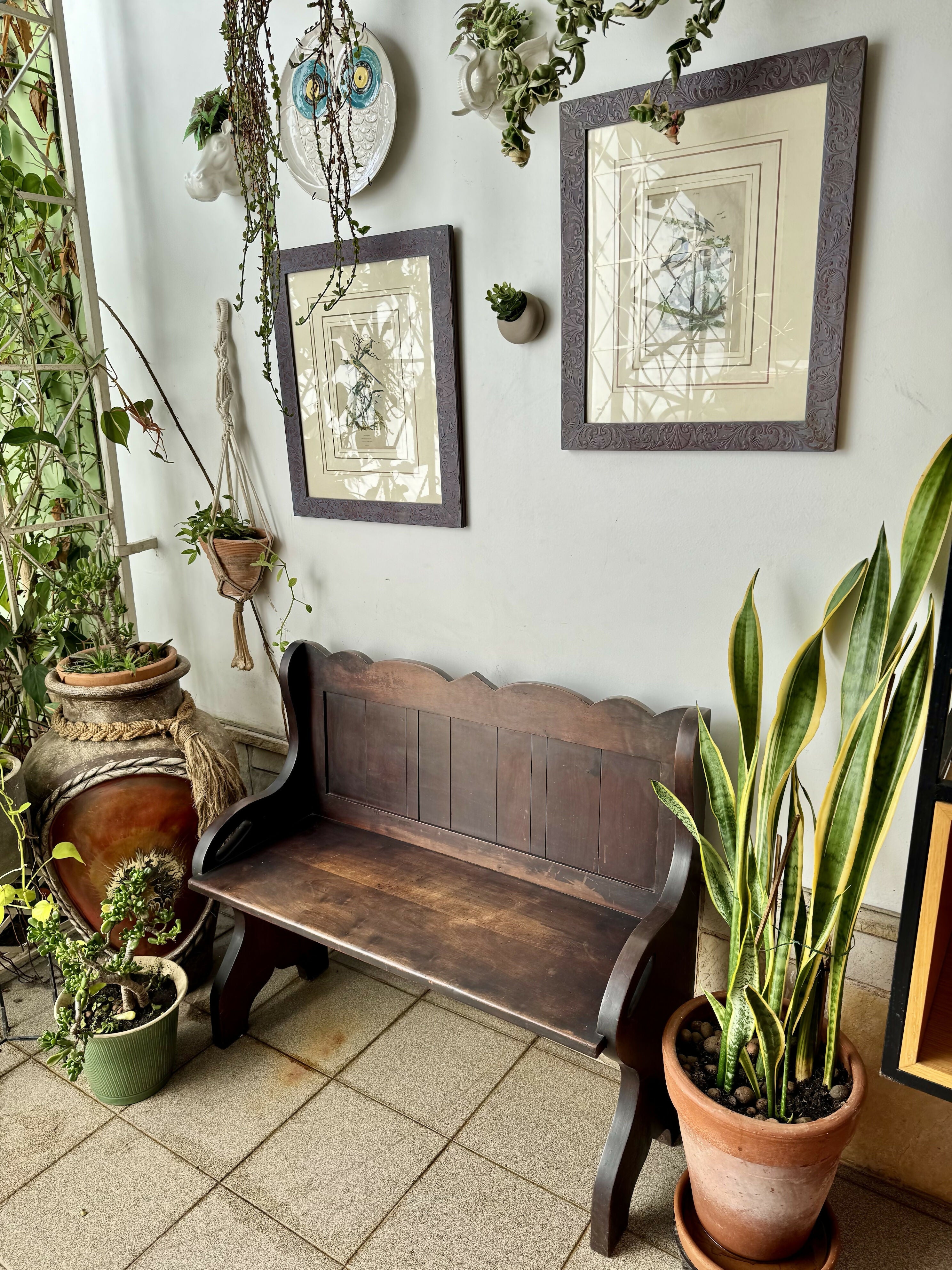 Antigo Banco de Igreja Madeira nobre selado