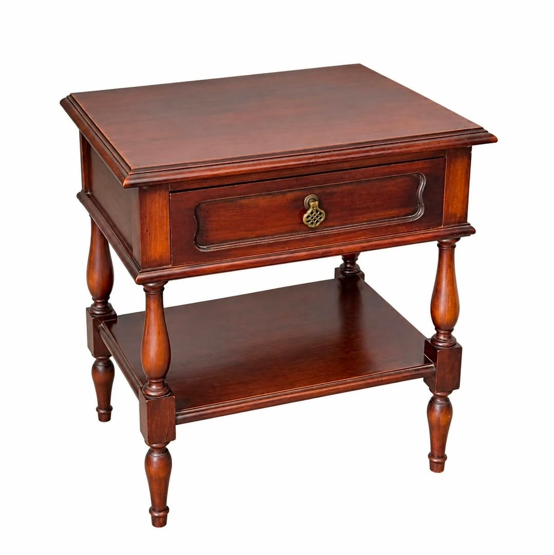 MESA DE CABECEIRA EM MADEIRA MACIÇA COM GAVETA 