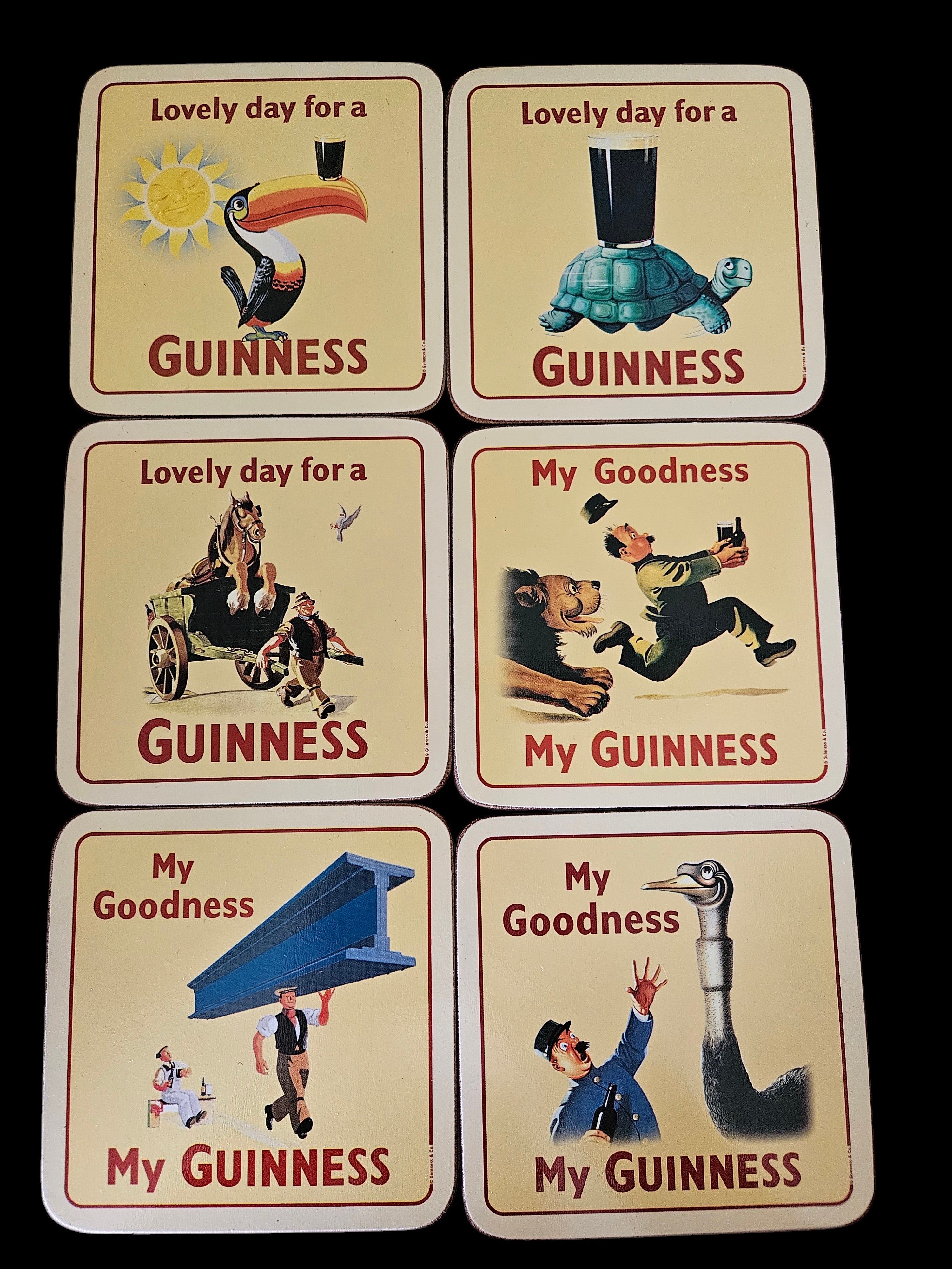  Porta Copos Cortiça Guinness Vintage Oficial -  Jogo com 6 peças