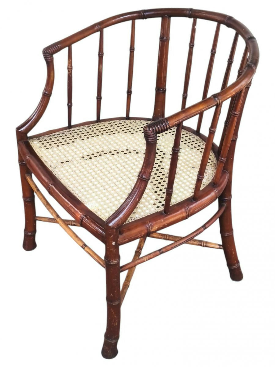 Poltrona Estilo Regency Fake Bambu com Palhinha