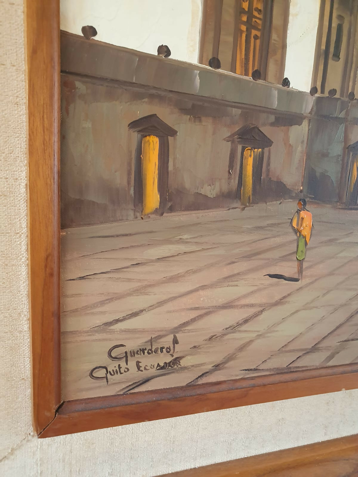 Maravilhoso quadro Óleo sobre tela de escola equatoriana, de Jorge Guarderas