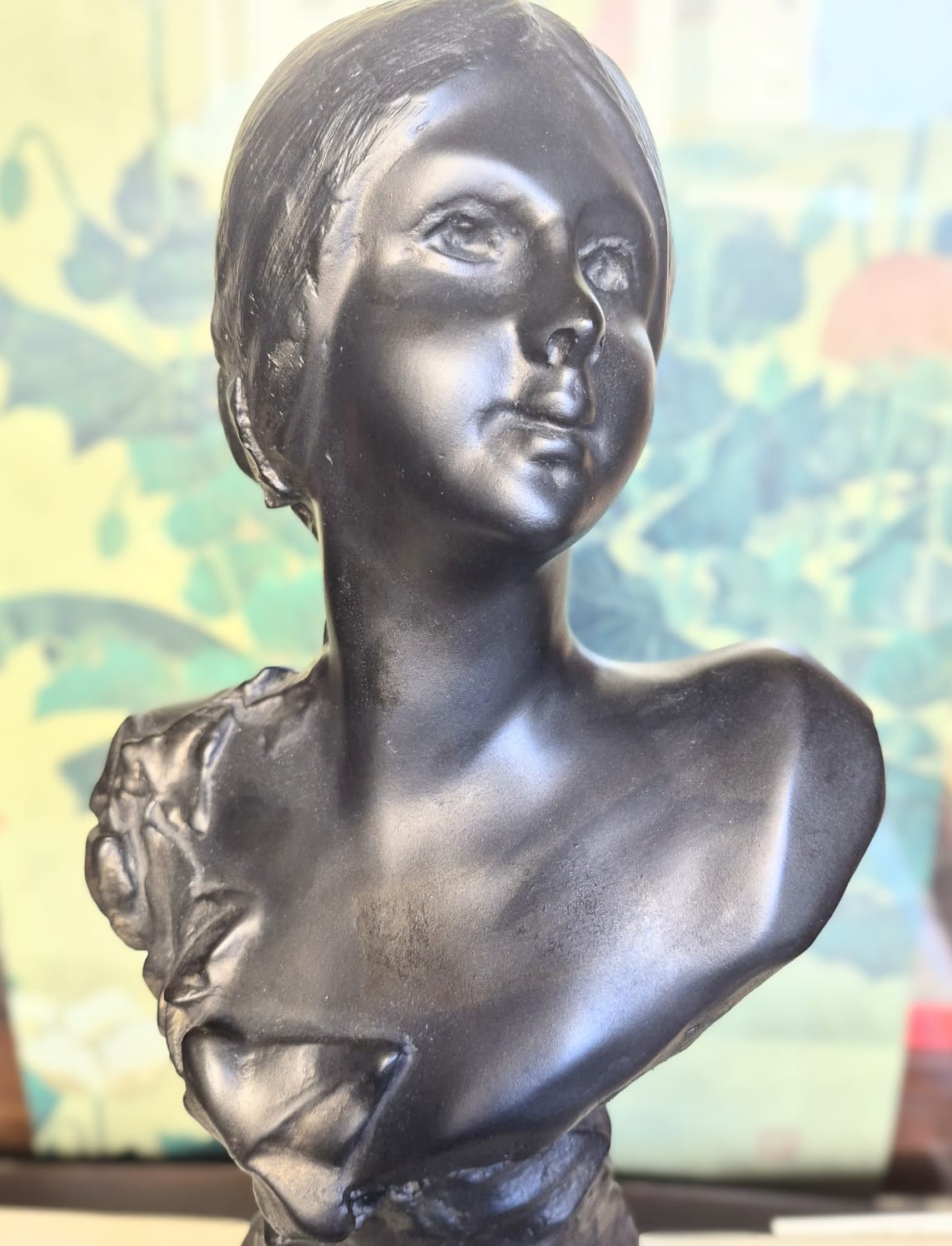 Busto feminino Art Noveau incrível em Petit bronze.  Grande e impecável
