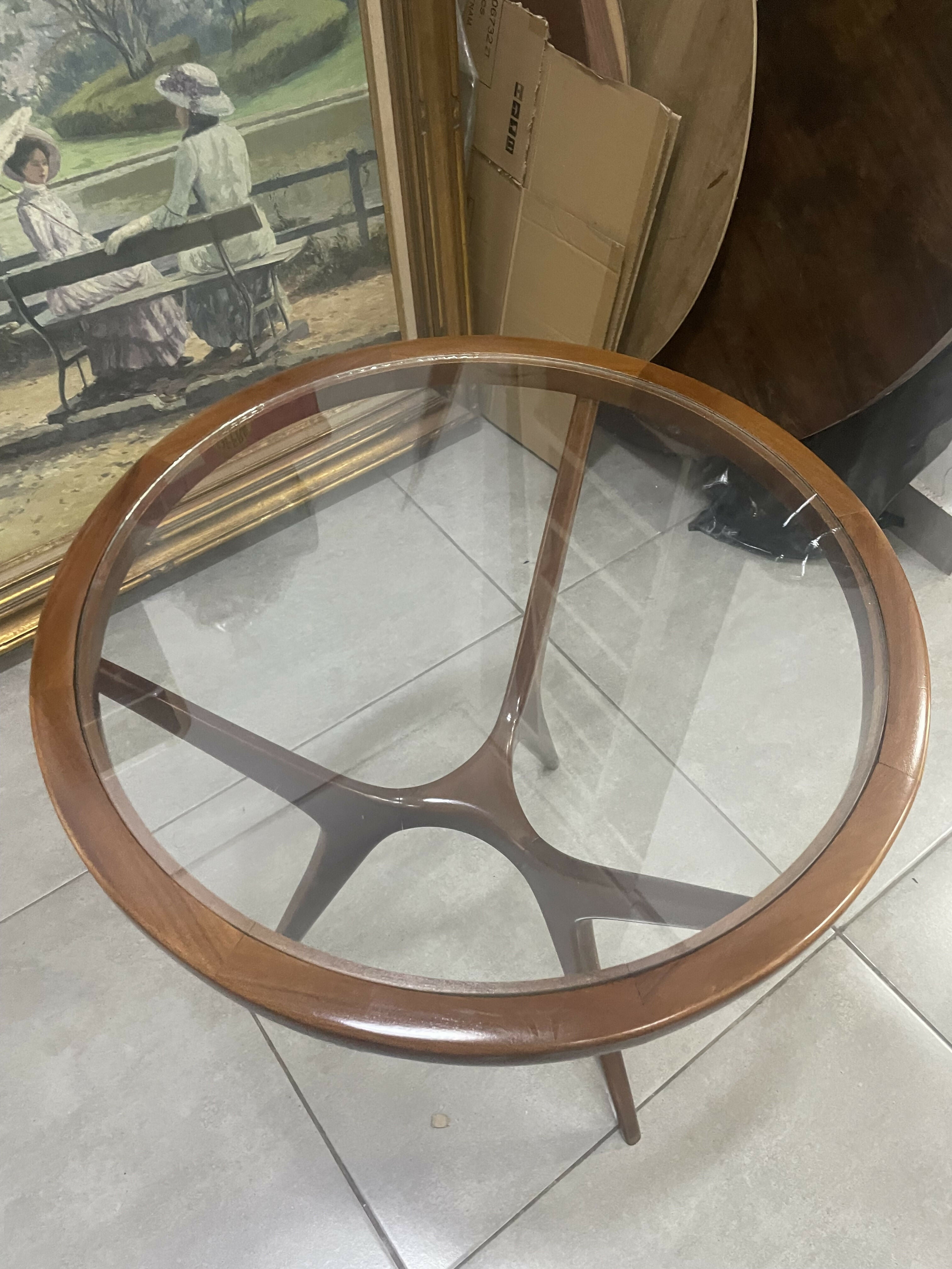 Mesa de Canto Scapinelli – Madeira Freijó e Vidro, Anos 60
