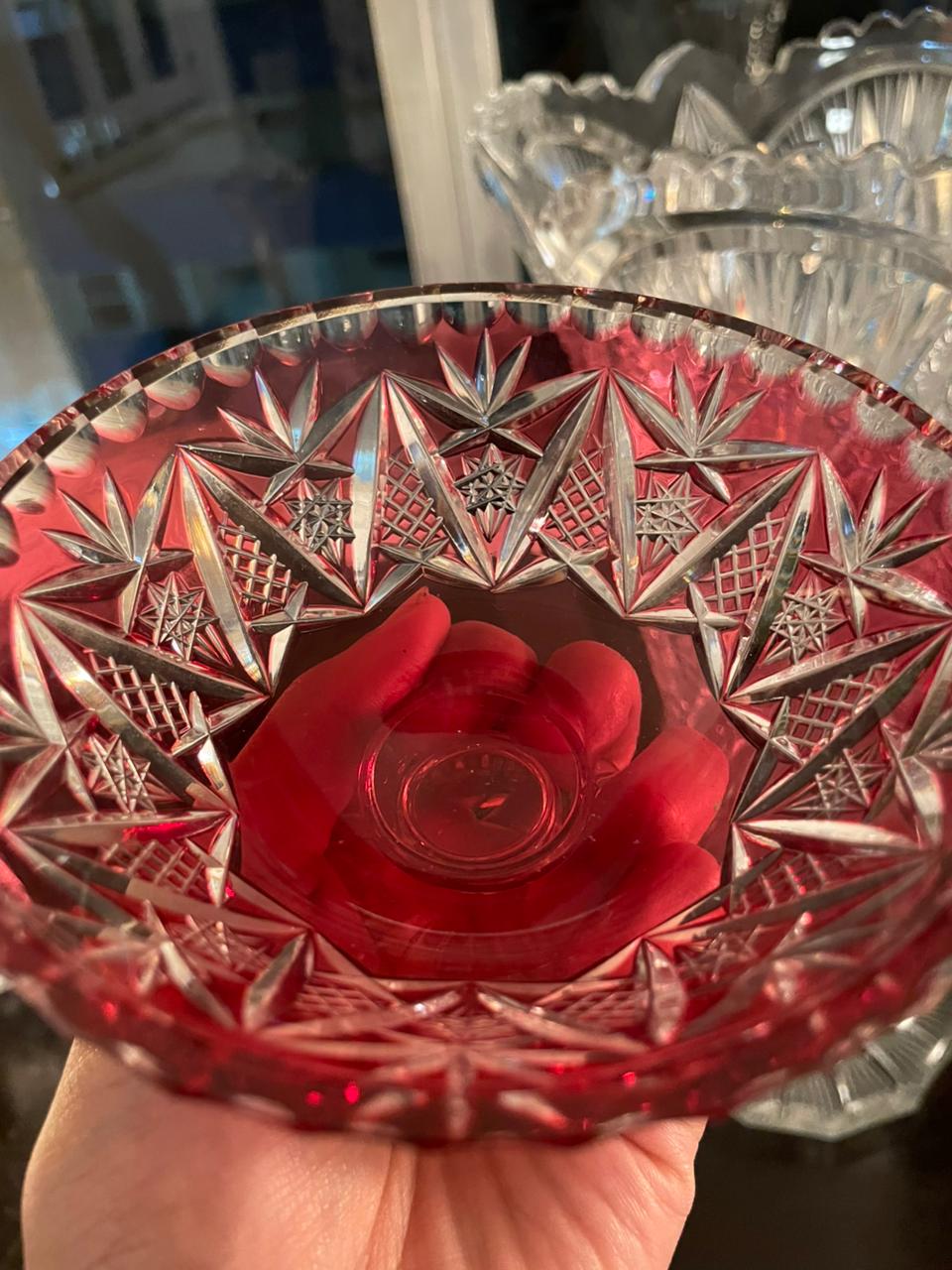 Bomboniere em cristal double rubi francês