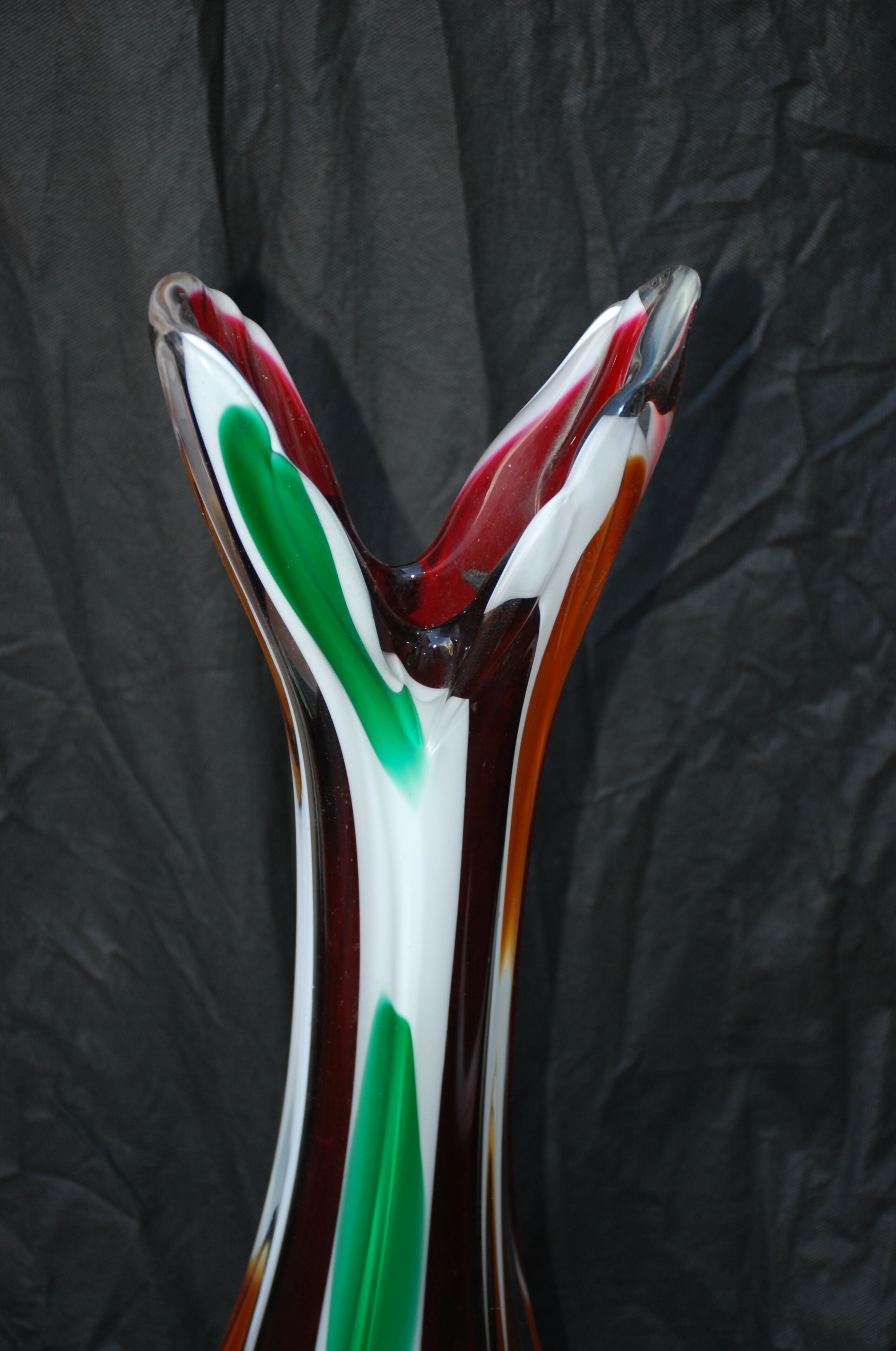 Vaso Vidro Murano Anos 50 Colorido 0,70 X 0,25 X 17