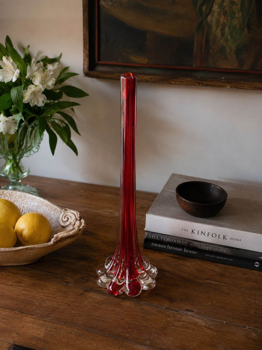 Vaso solifleur em vidro vermelho com base translúcida (DMCPS_478)