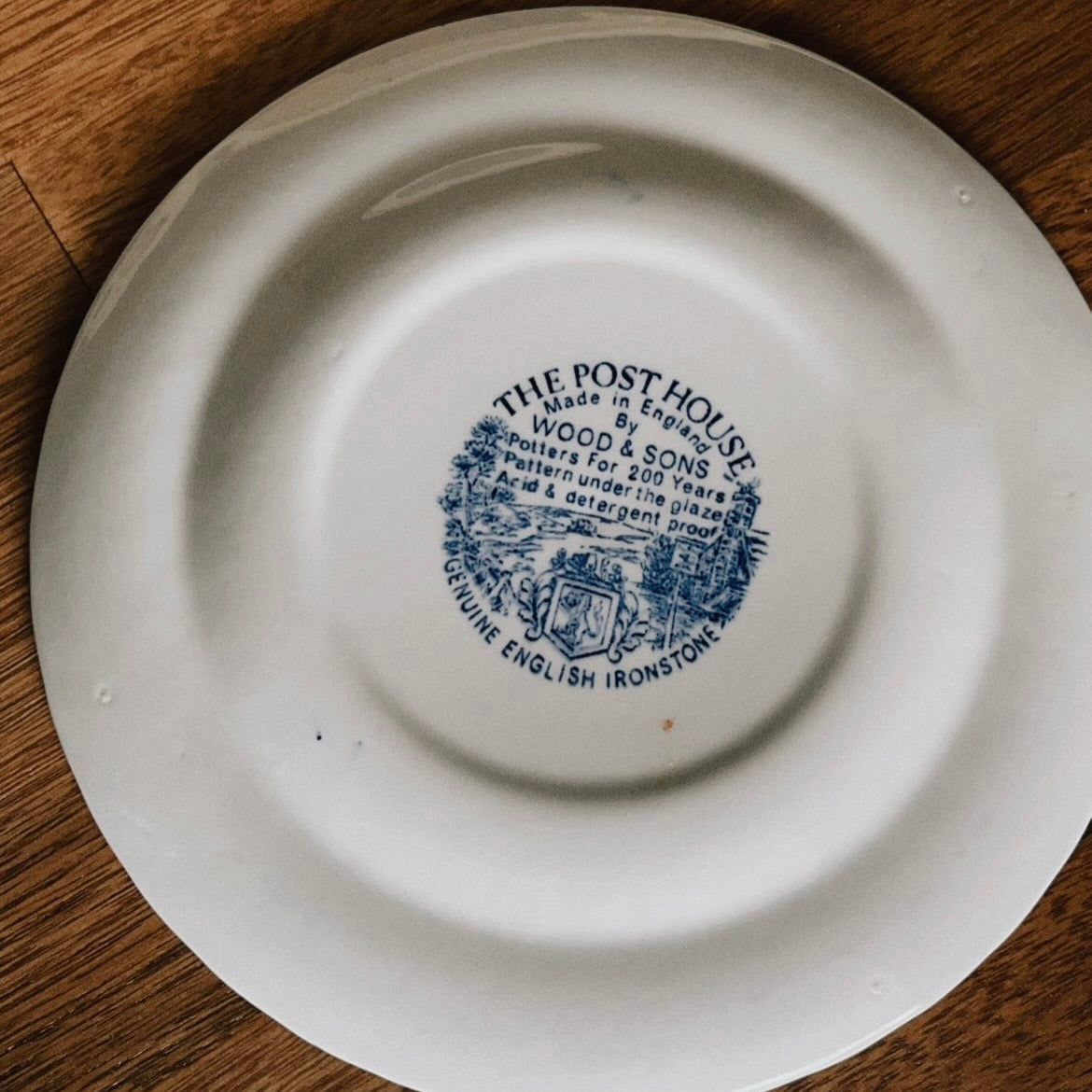 Trio de café faiança inglesa azul com cena campestre I Xícara de café I Prato