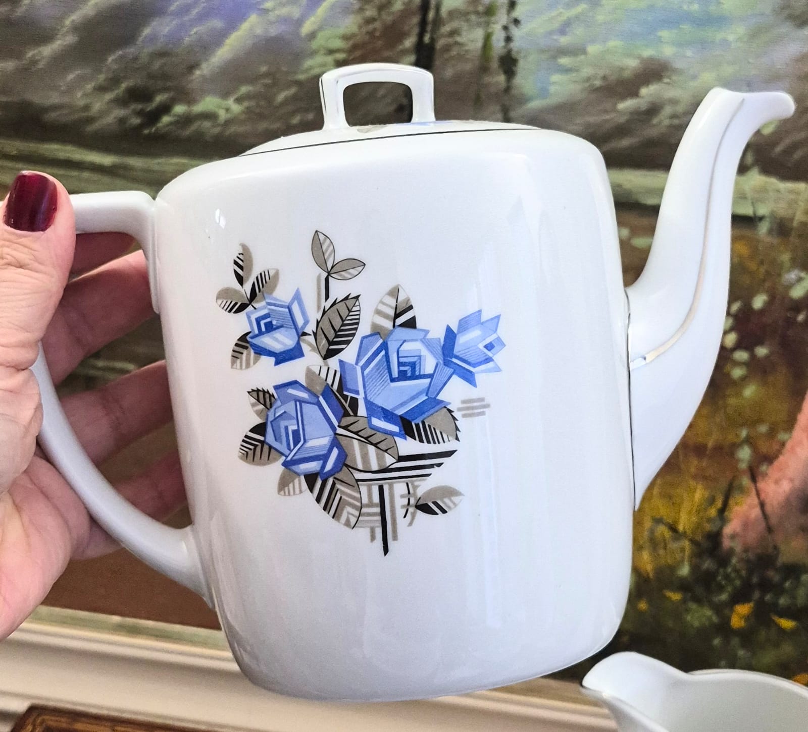  Conjunto para chá e café em porcelana antiga tcheca MZ (Moritz Zdekauer), anos 20/30, Art Decó. 23 peças.