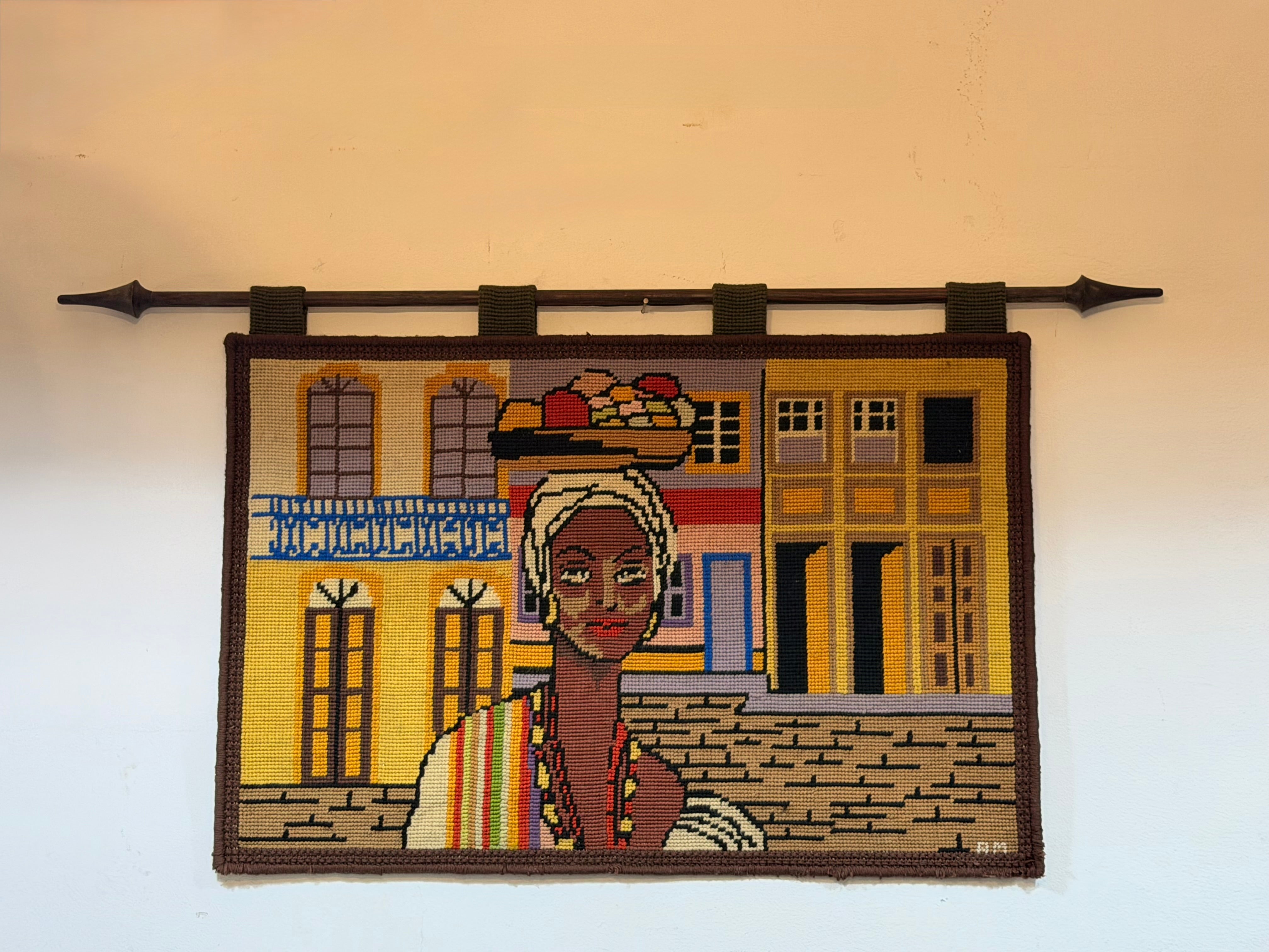 Tapeçaria “Baiana” bordada à mão 