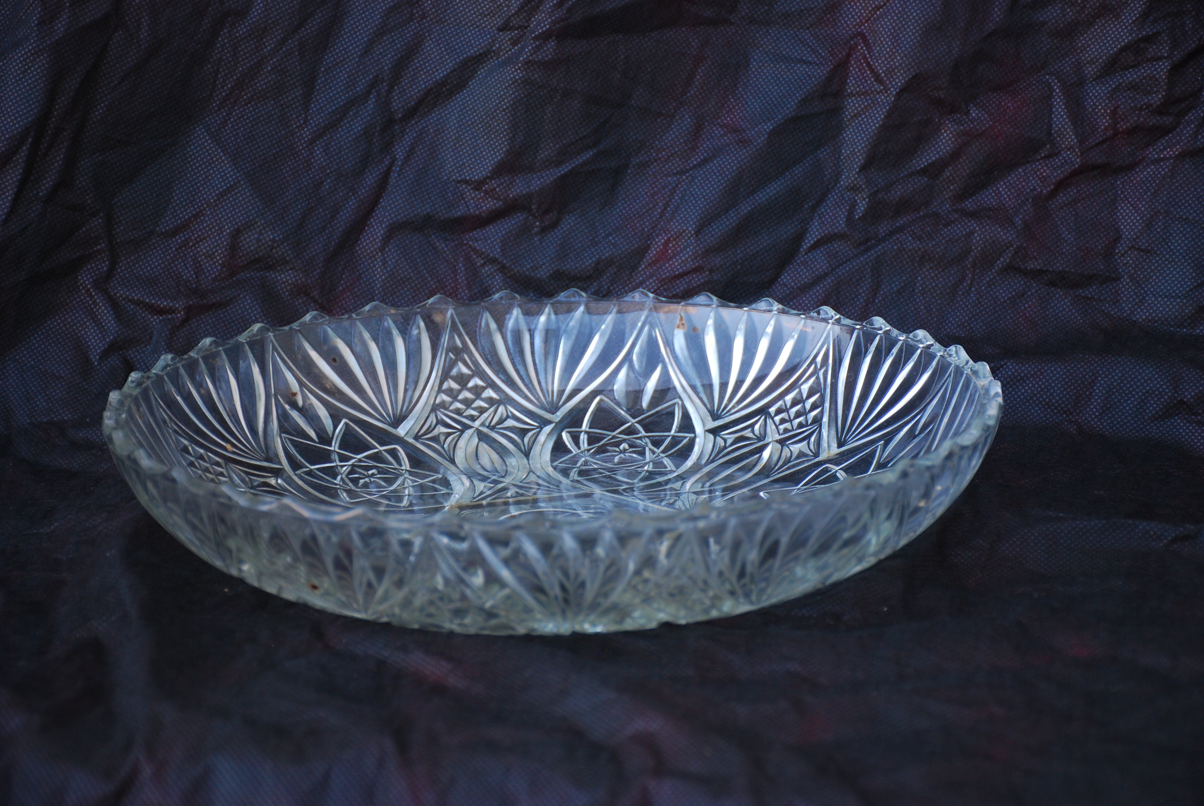 fruteira ou saladeira de vidro moldado frances arcoroc jr durand 31 x 6 - anos 70