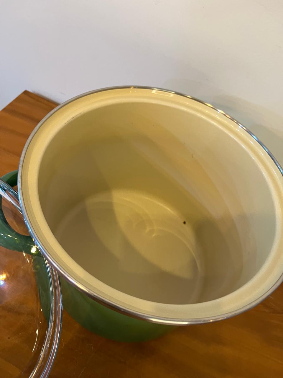 Panela Esmaltada Verde com Tampa de Vidro