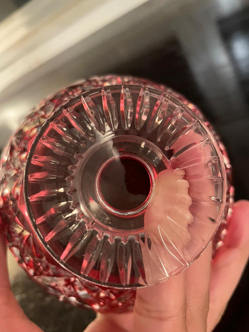 Bomboniere em cristal double rubi francês