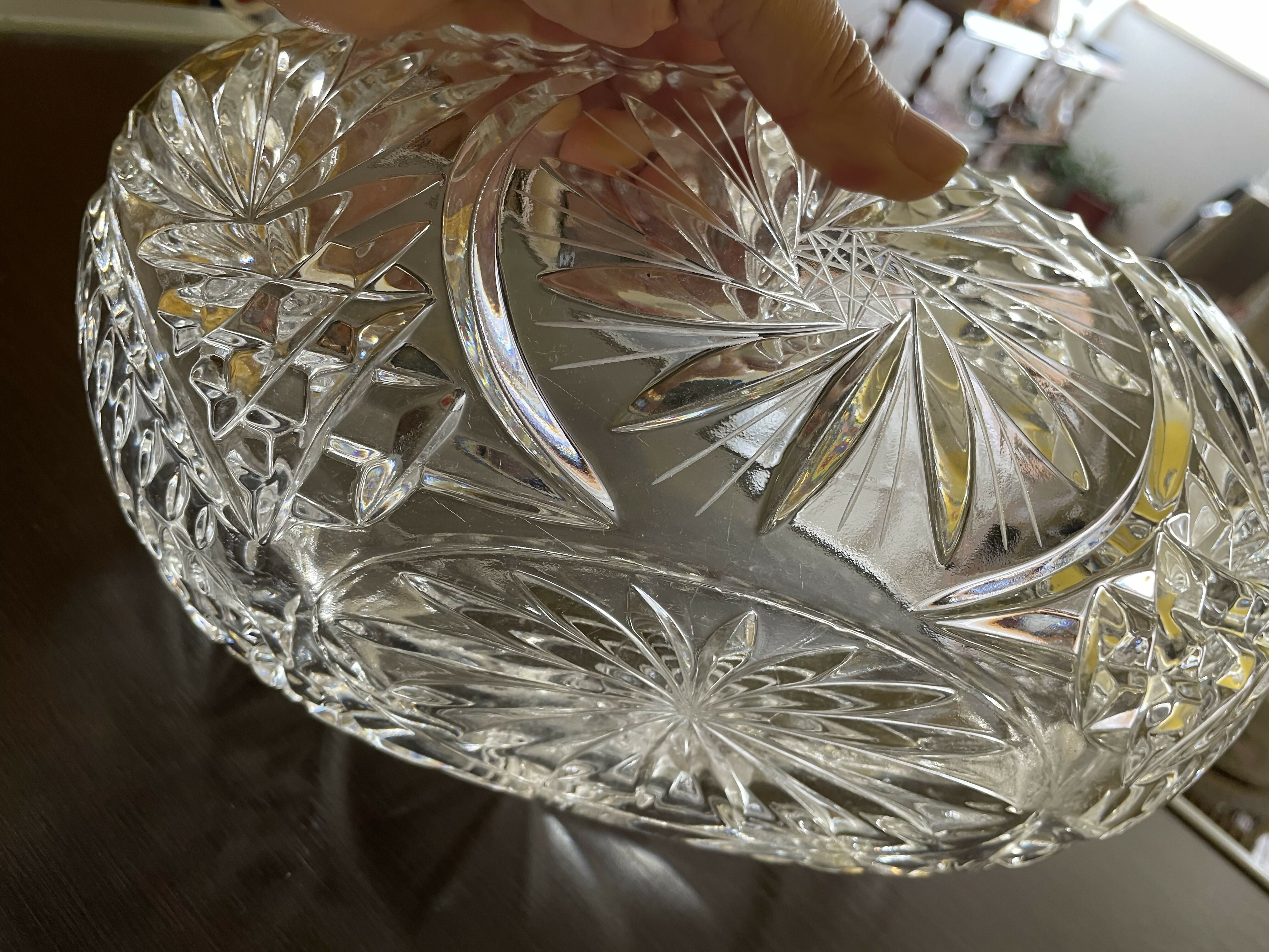 Floreira centro de mesa em cristal lapidado