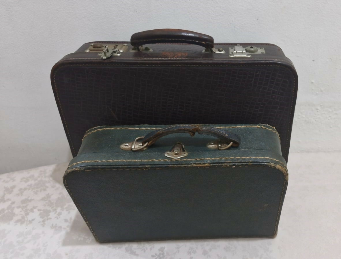 2 Raras Maletas Antigas - Sendo uma em couro de crocodilo