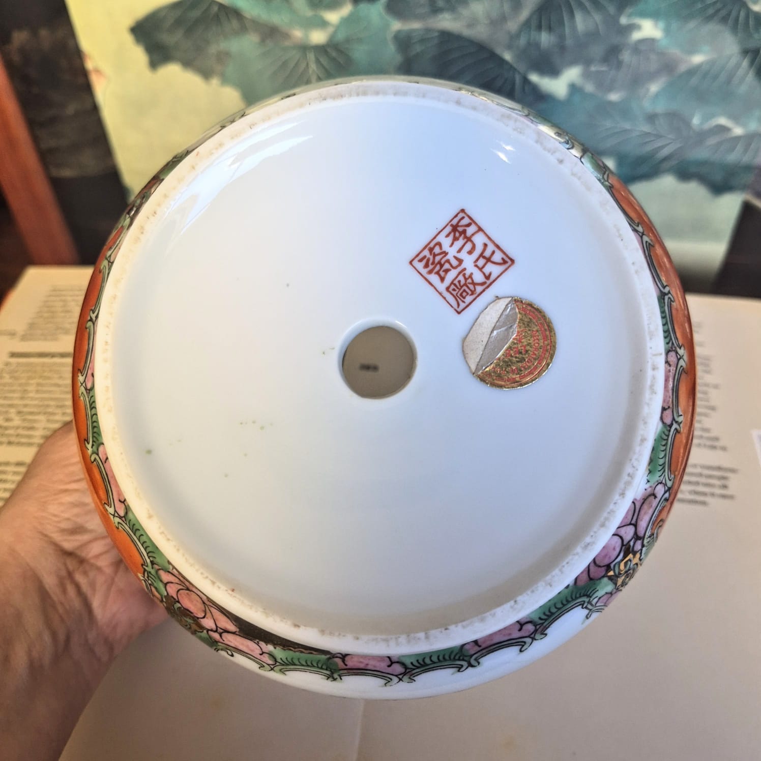 Cachepot estilo aquário em porcelana vintage chinesa Família Rosa - Rose Medallion. 