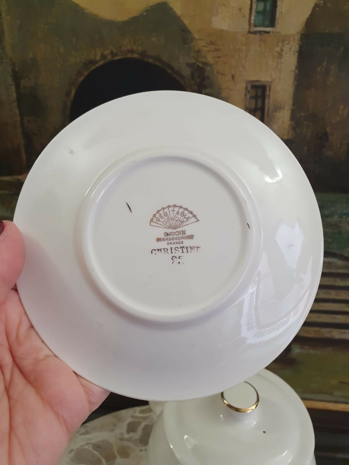 Conjunto antigo, raríssimo, em faiança francesa Digoin Sarreguemines, para café. Modelo Christine. Maravilhoso! Para colecionador de antiguidades europeias.